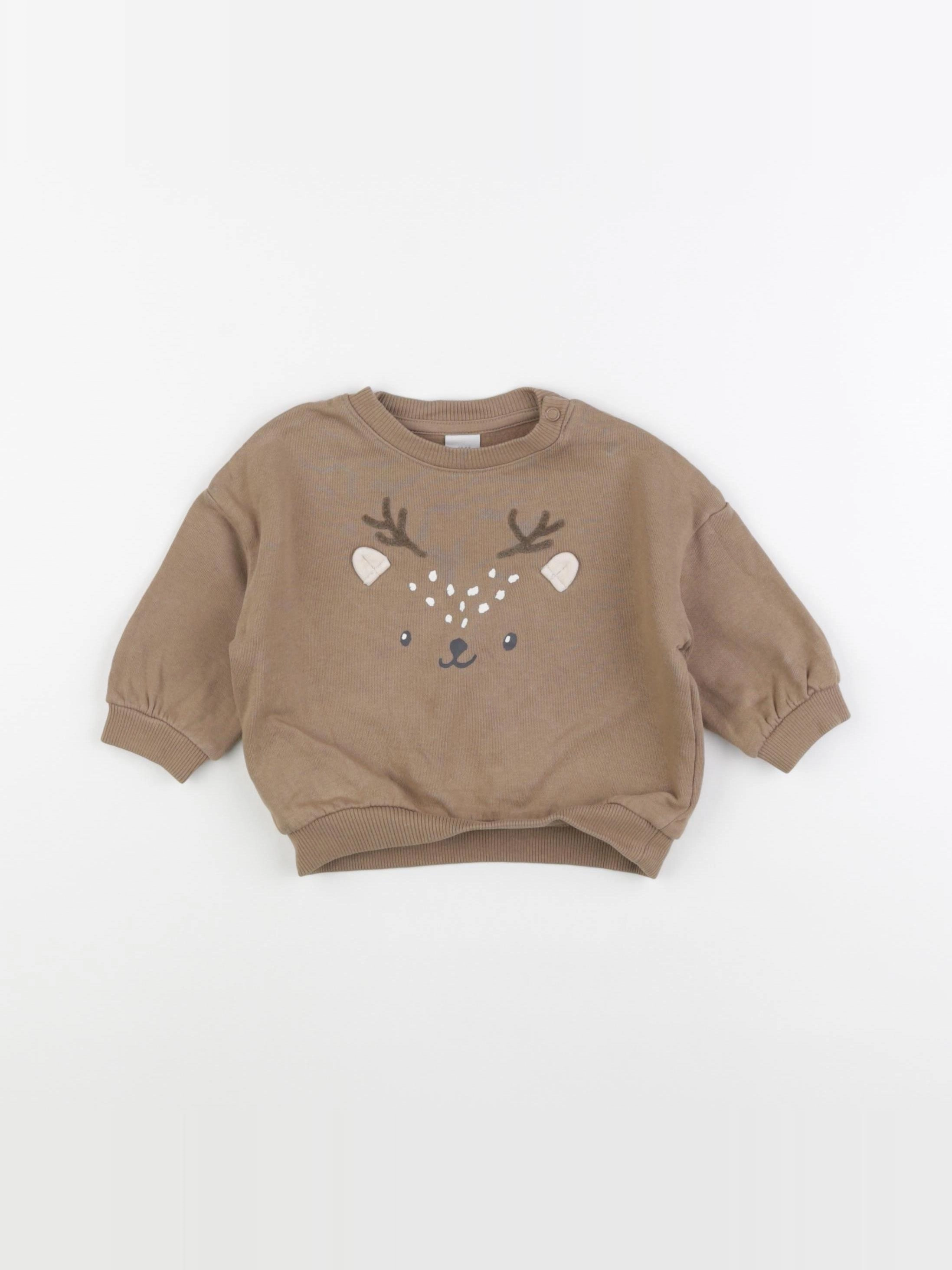 H&M - sweat marron - 6 mois