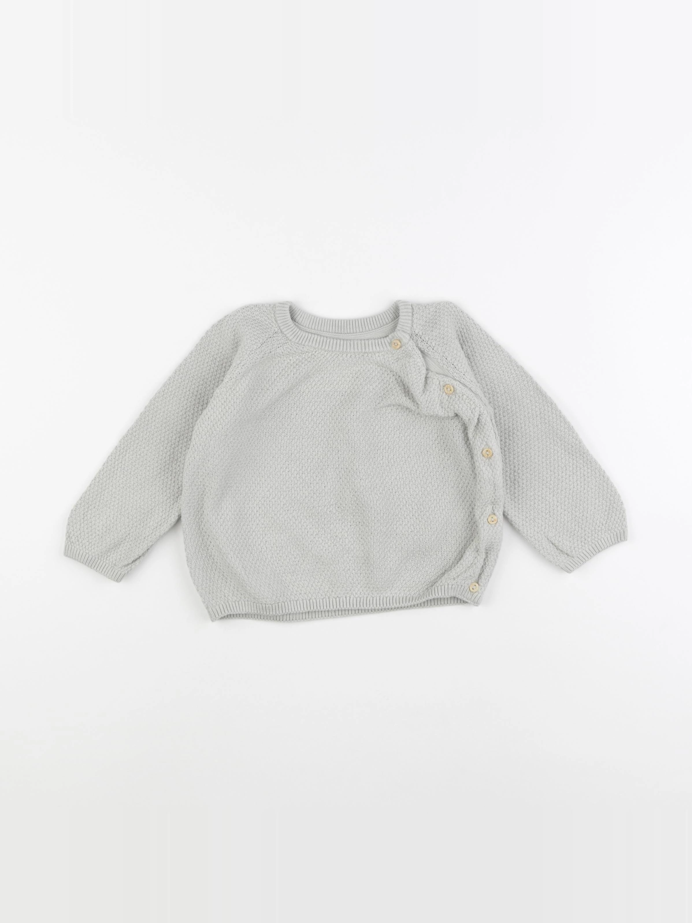 H&M - pull bleu - 6/9 mois