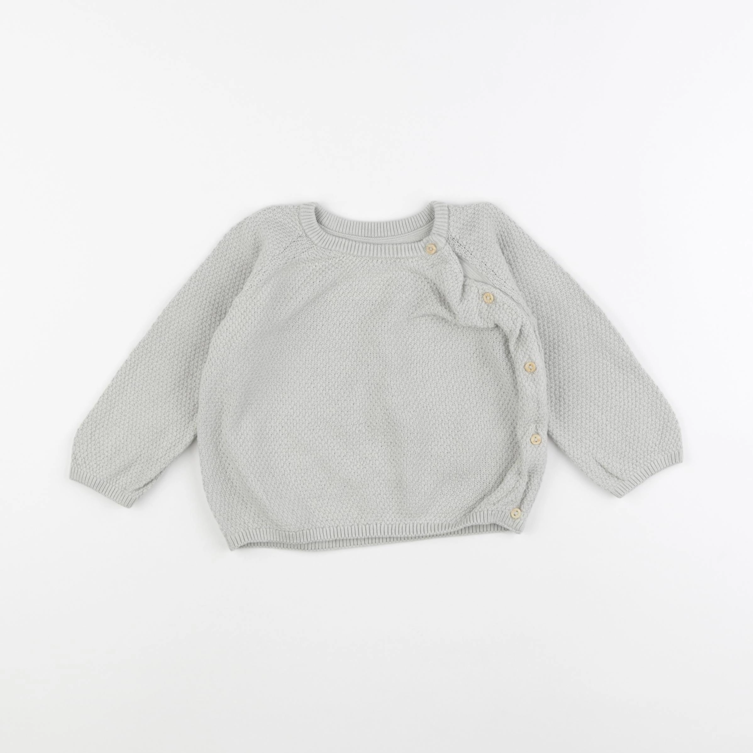 H&M - pull bleu - 6/9 mois