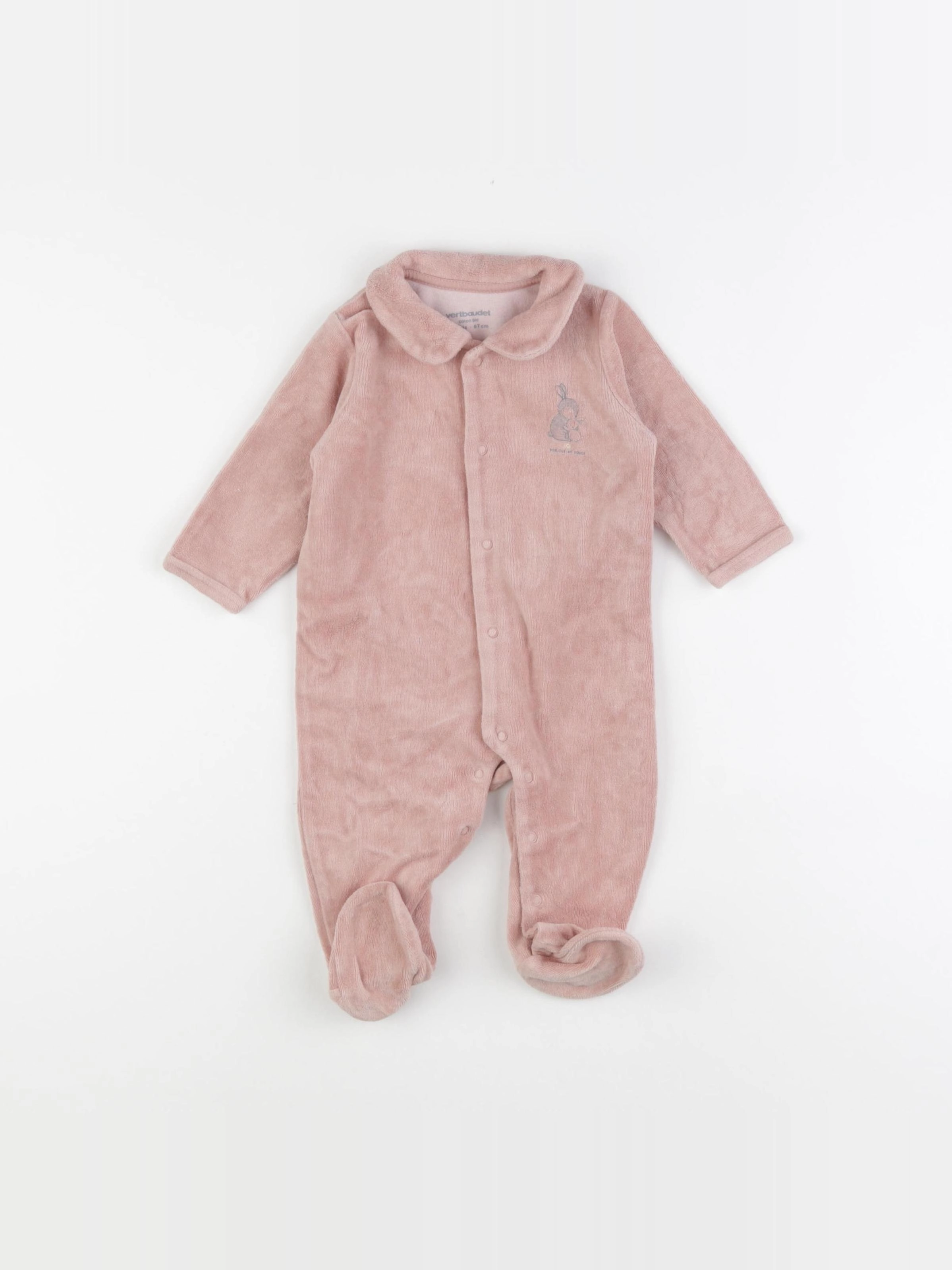 Vertbaudet - pyjama velours rose - 6 mois