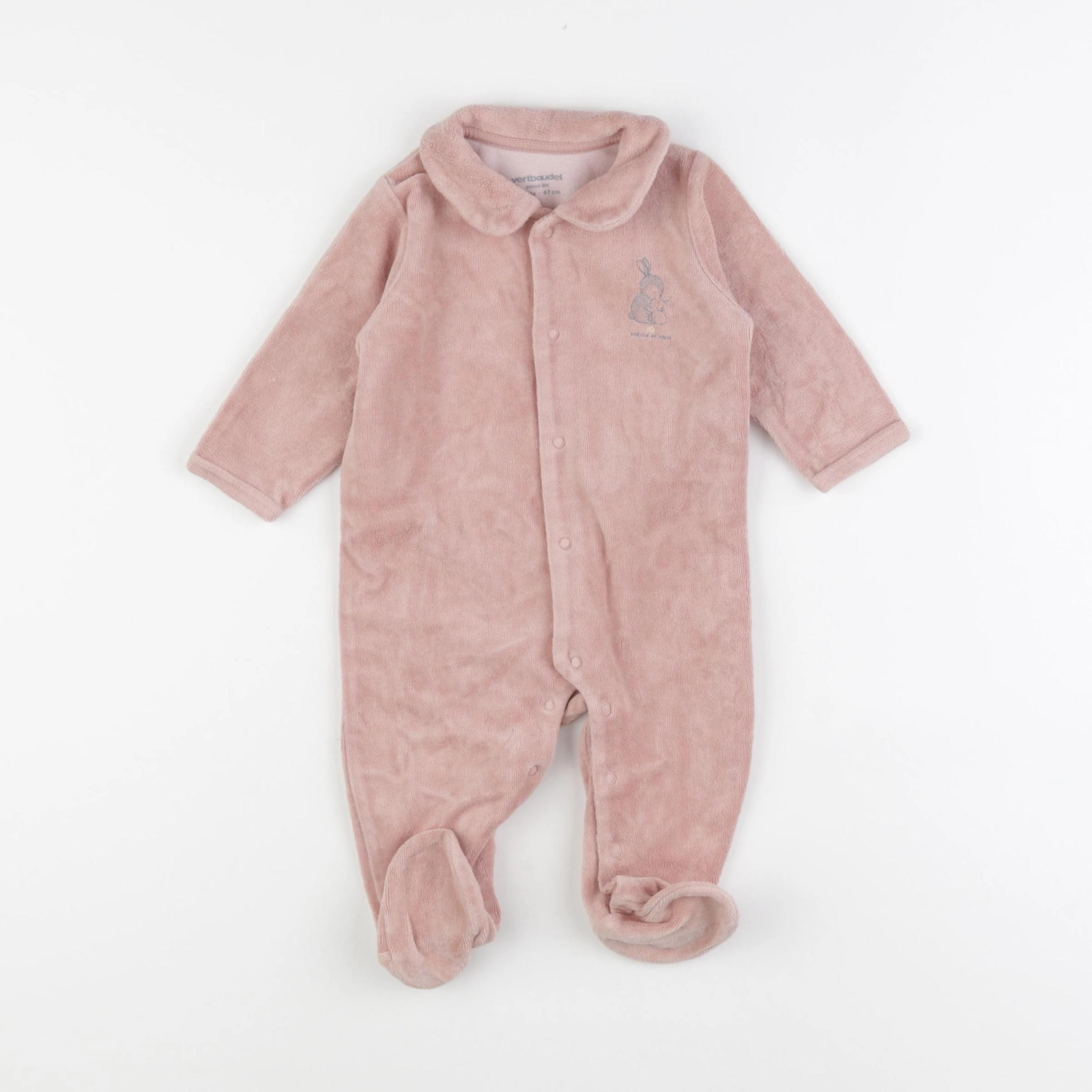 Vertbaudet - pyjama velours rose - 6 mois