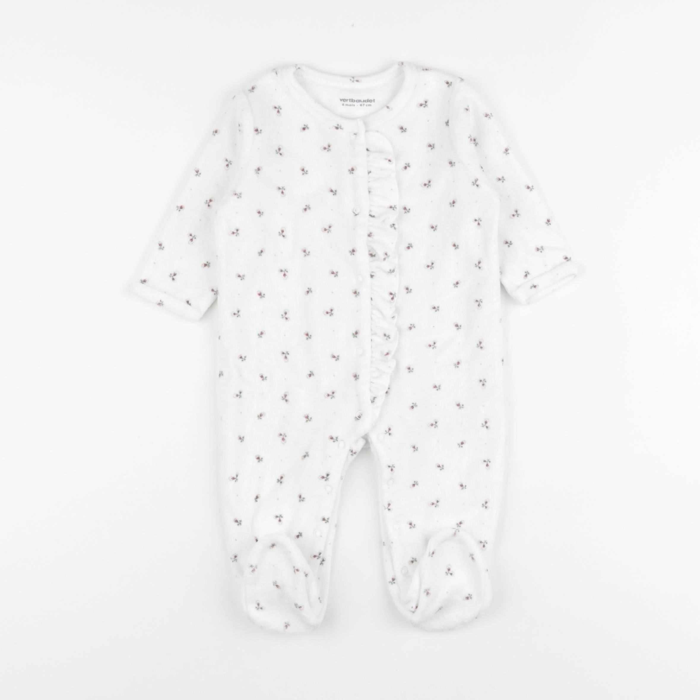 Vertbaudet - pyjama velours blanc - 6 mois