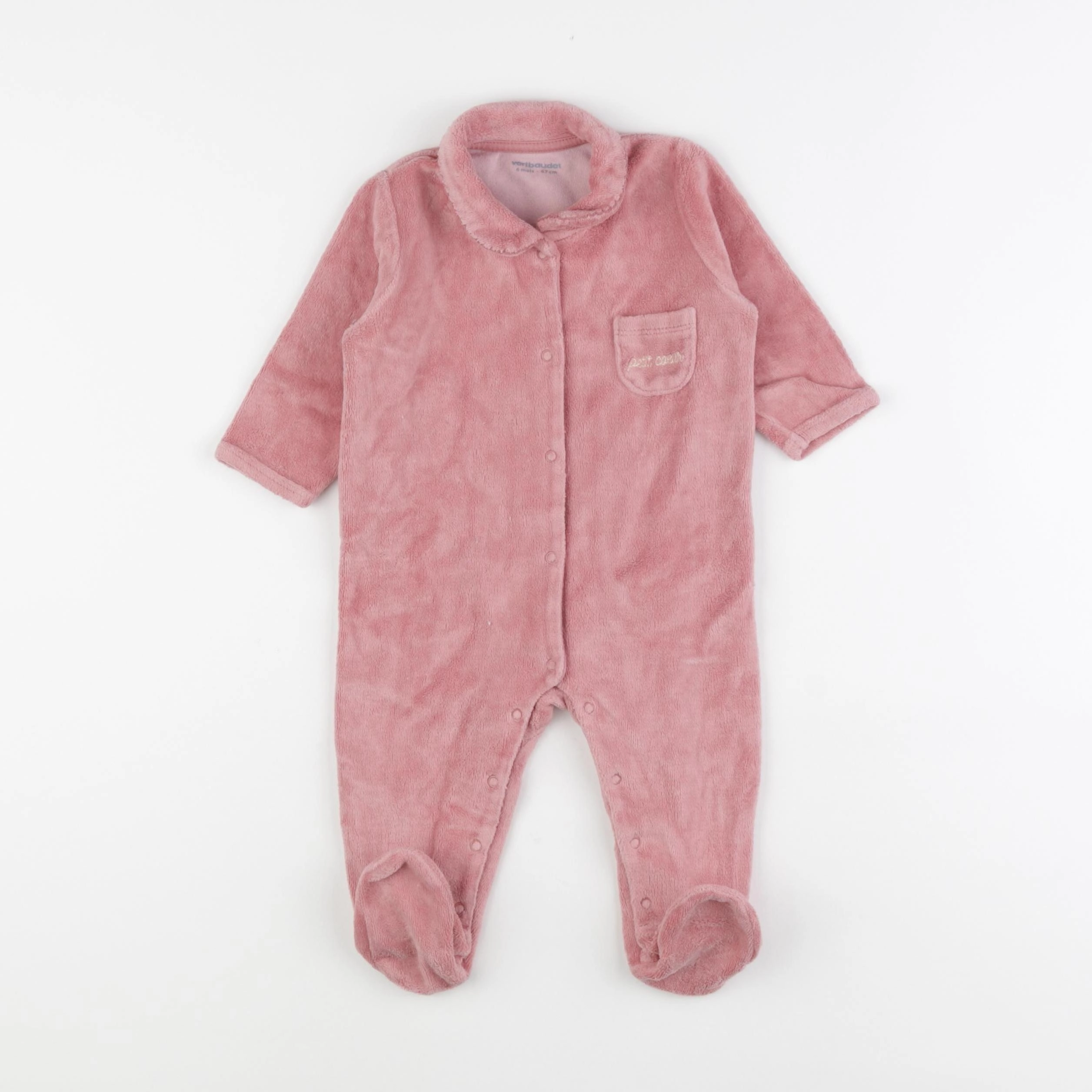Vertbaudet - pyjama velours rose - 6 mois