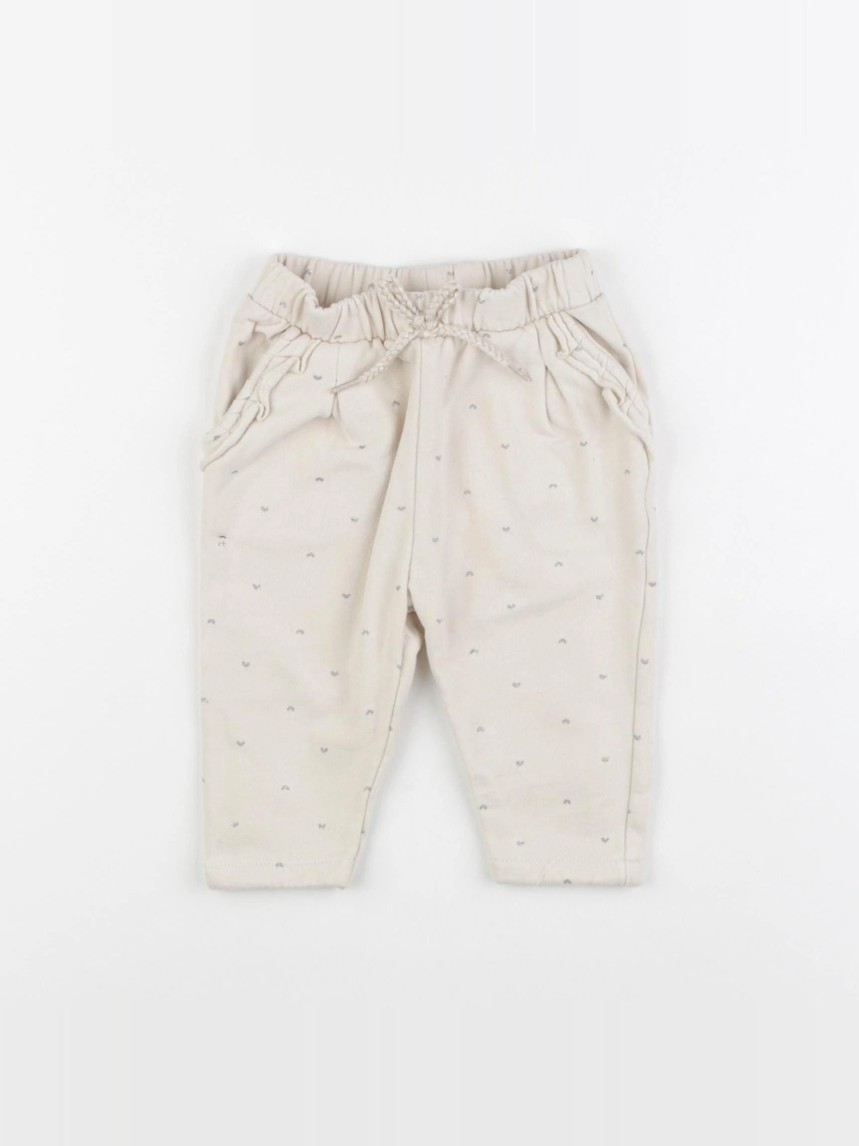 Vertbaudet - jogging beige, argent - 9 mois