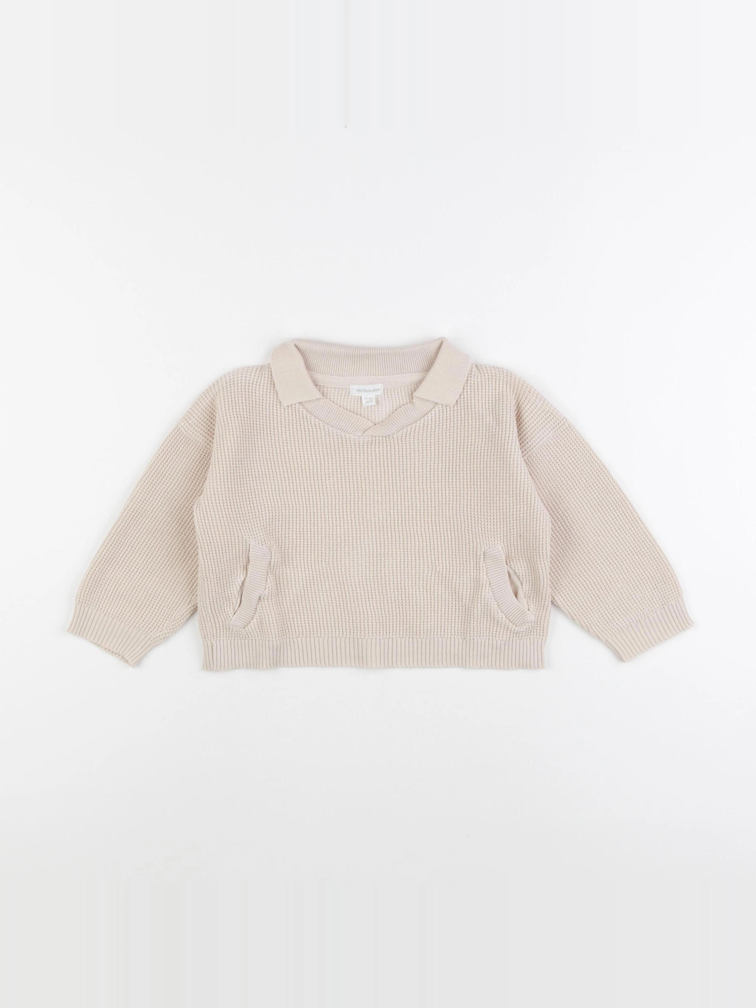 Vertbaudet - sweat beige - 18 mois