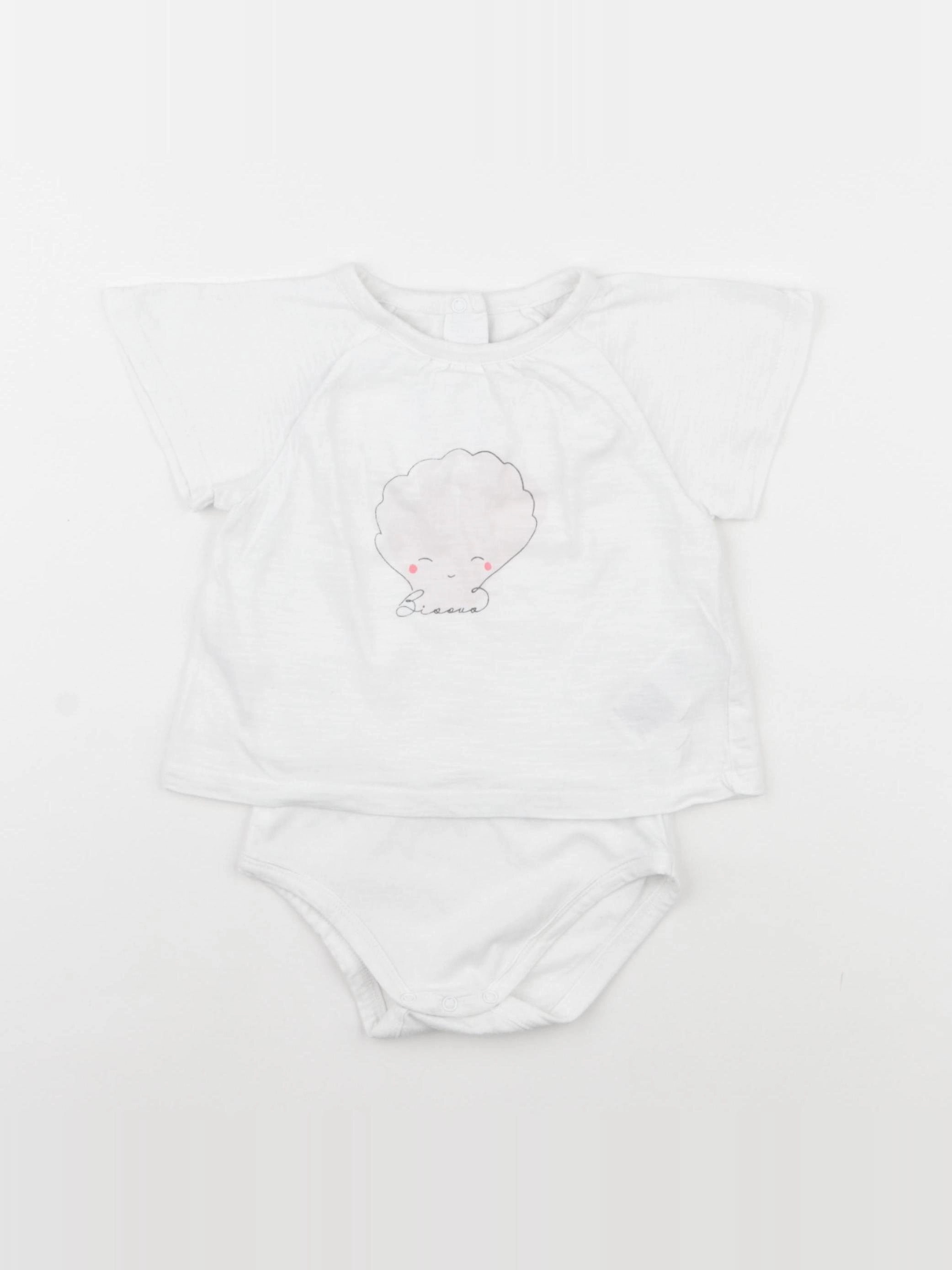 Vertbaudet - body tee-shirt blanc - 18 mois