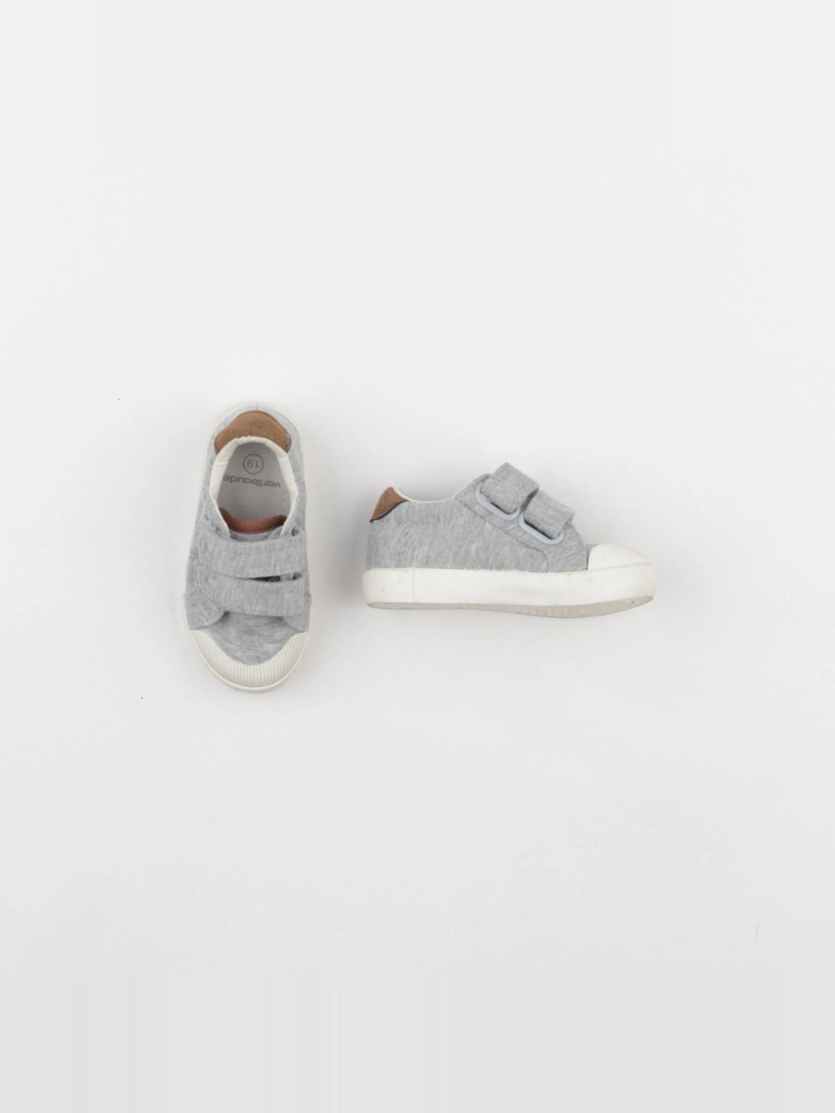 Vertbaudet - tennis à scratch/ lacets gris - pointure 19