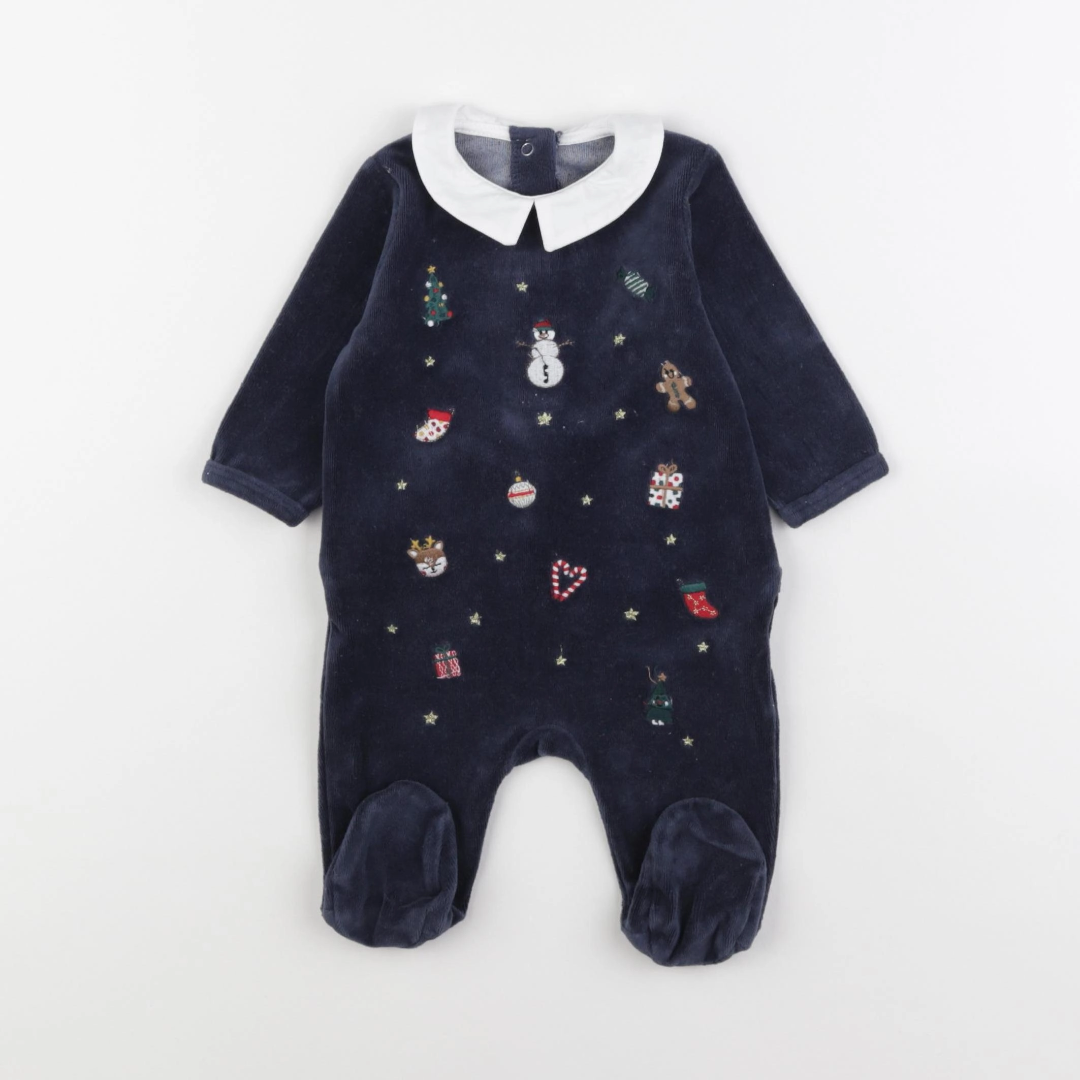Vertbaudet - pyjama velours bleu - 3 mois