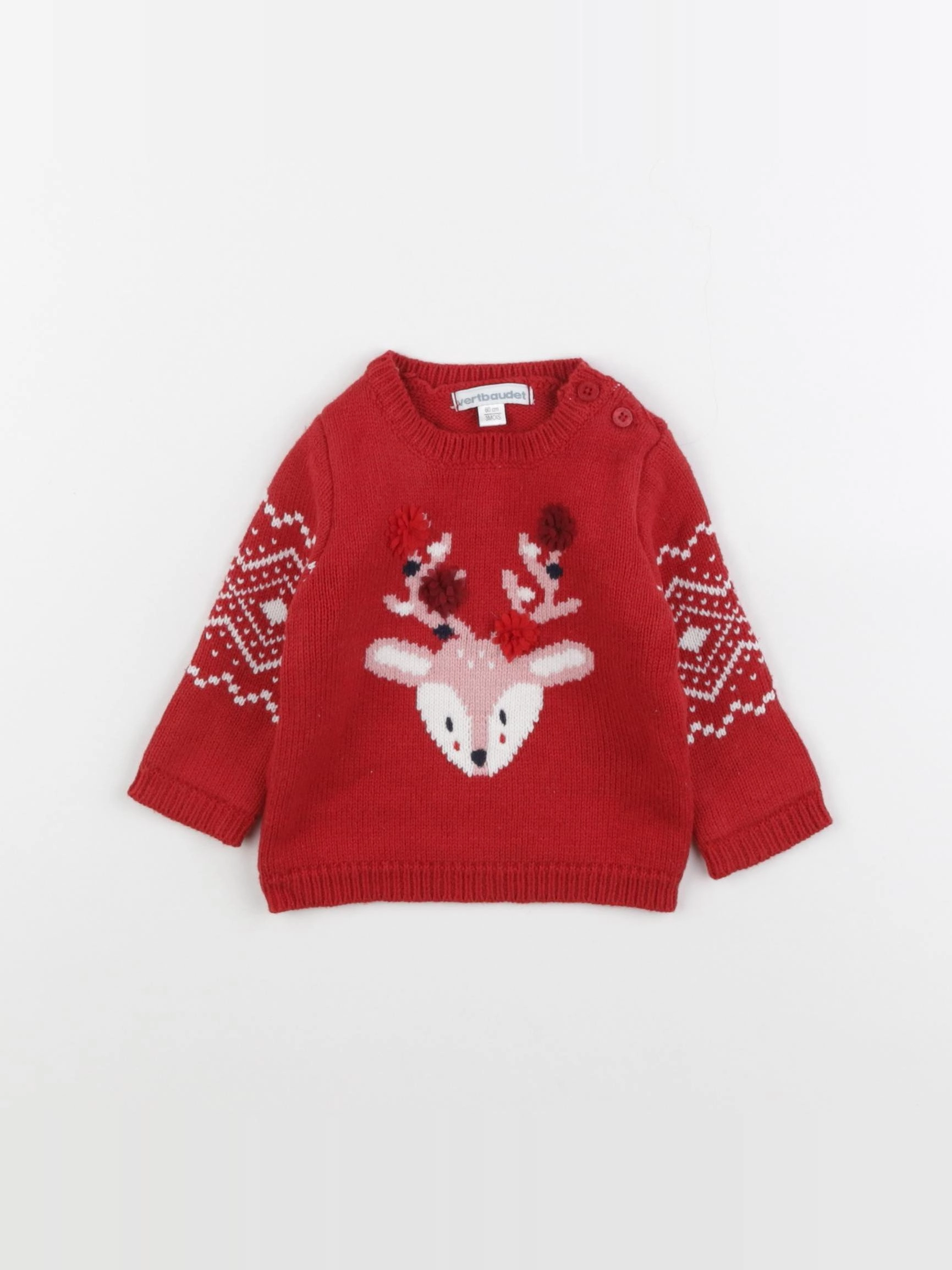 Vertbaudet - pull rouge - 3 mois