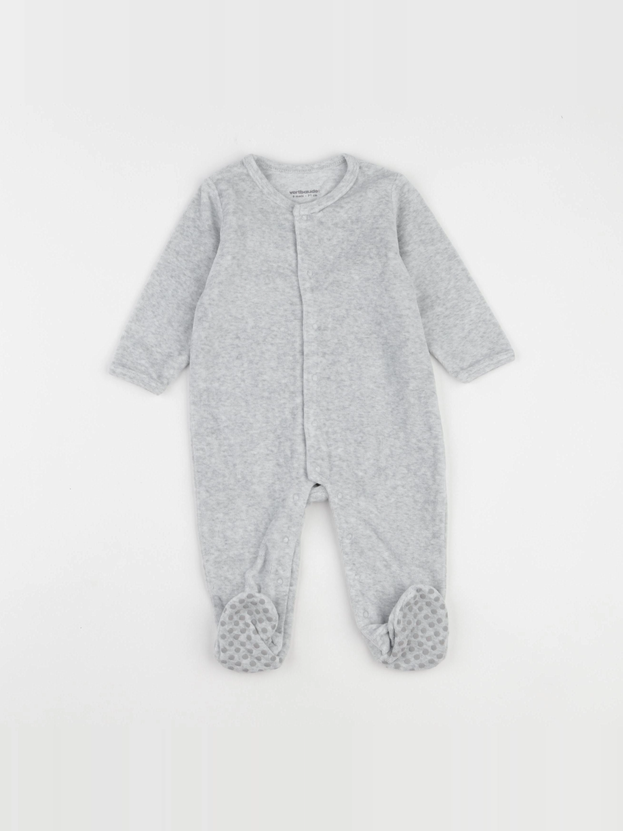 Vertbaudet - pyjama velours gris - 9 mois