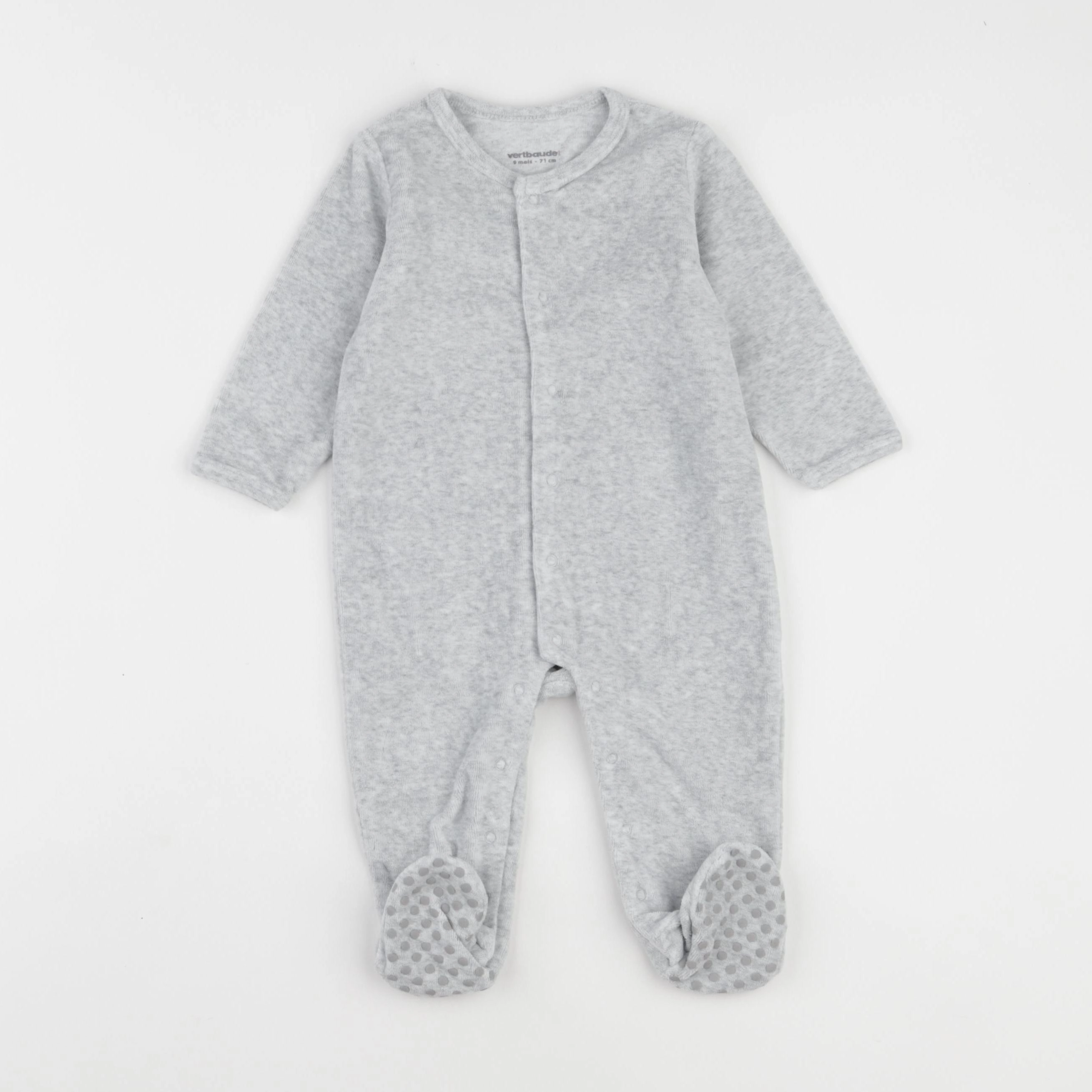 Vertbaudet - pyjama velours gris - 9 mois