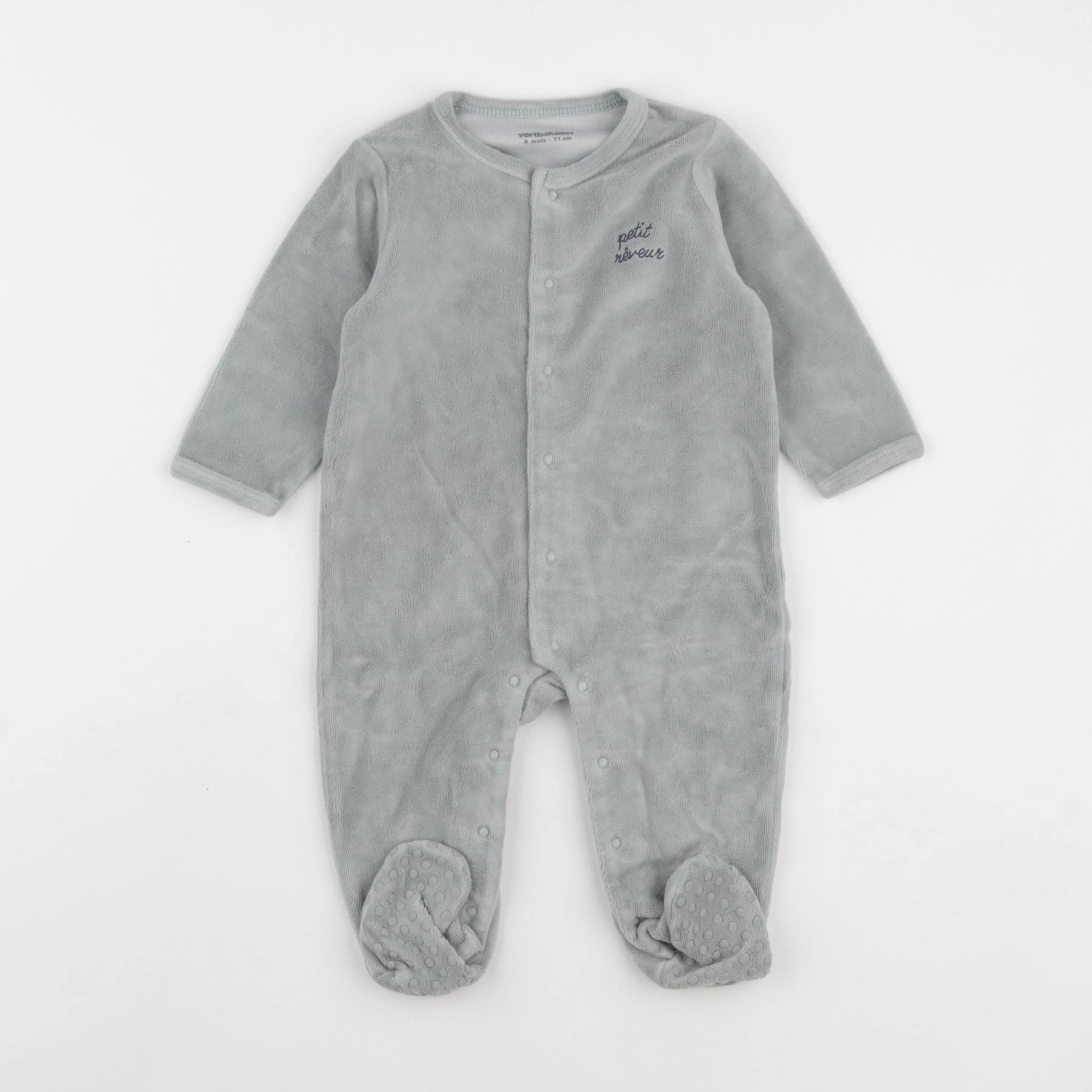 Vertbaudet - pyjama velours vert - 9 mois