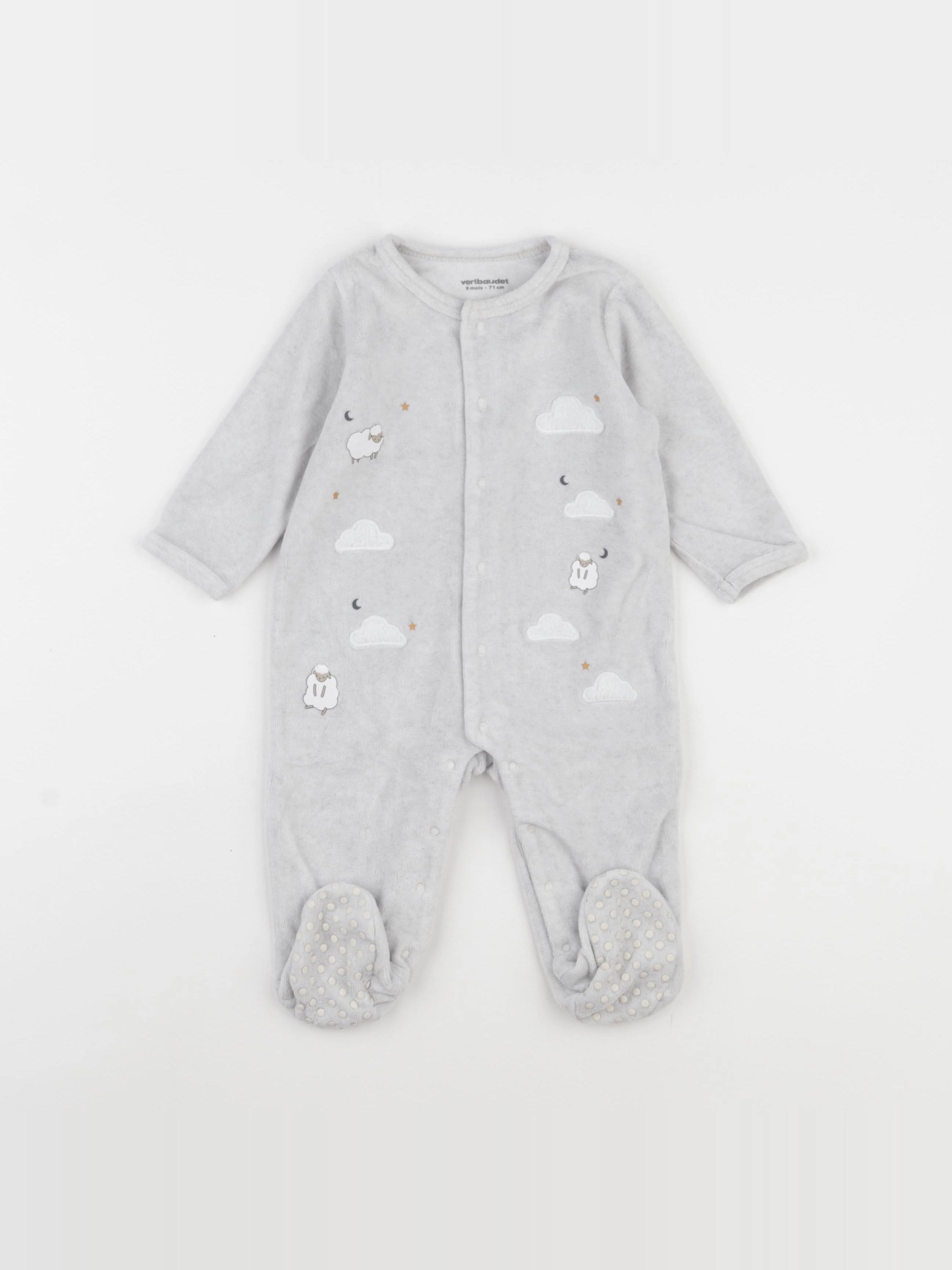 Vertbaudet - pyjama velours gris - 9 mois