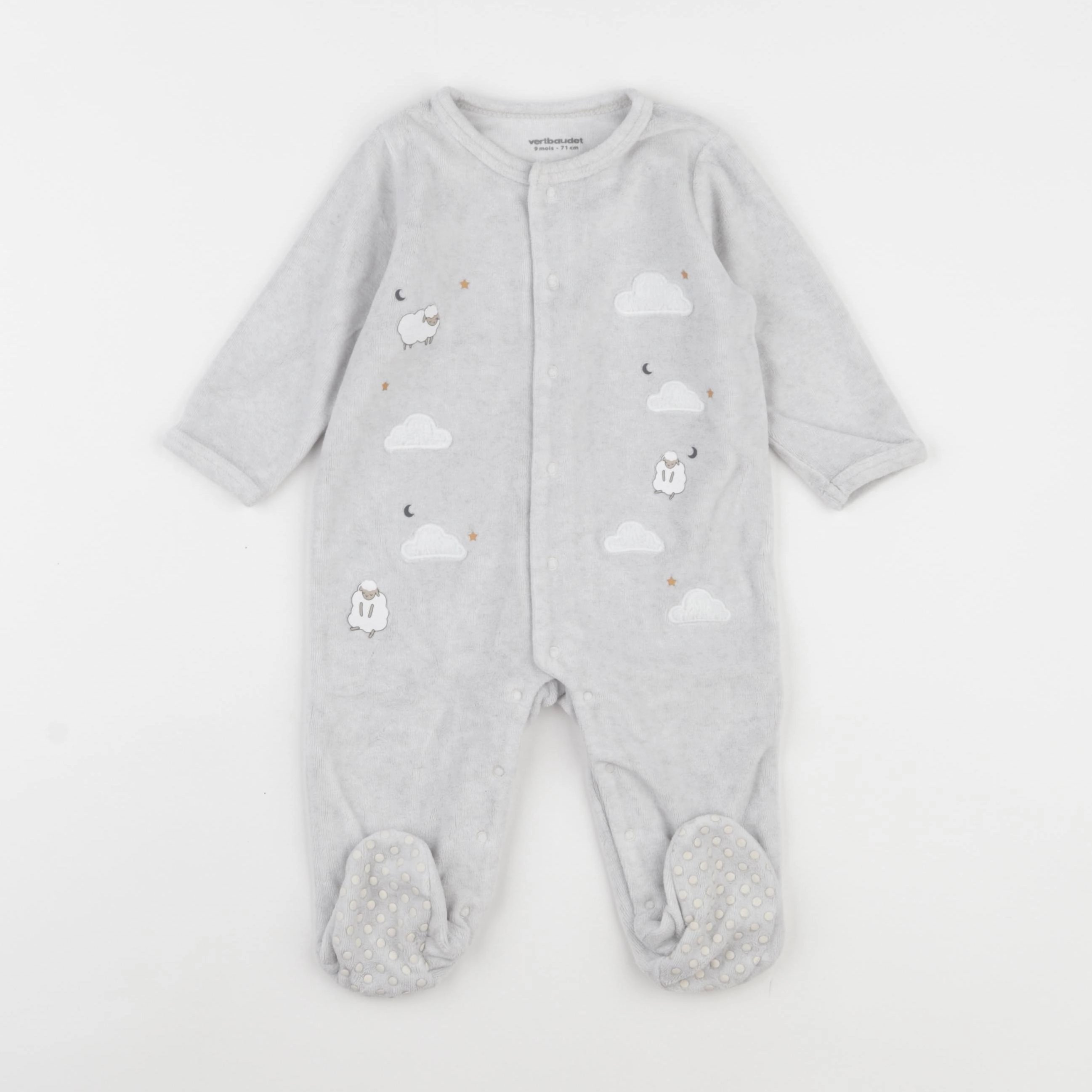 Vertbaudet - pyjama velours gris - 9 mois