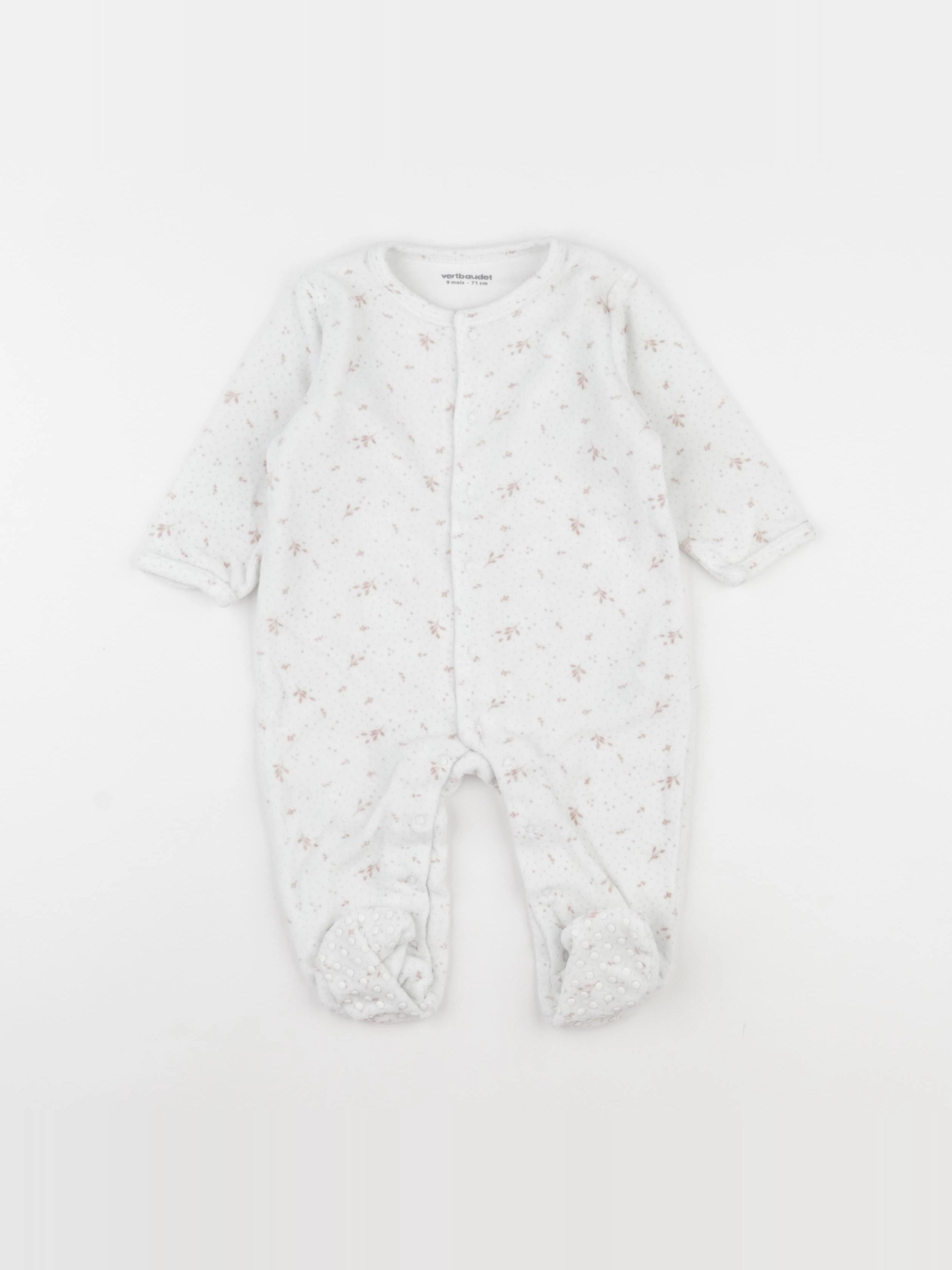 Vertbaudet - pyjama velours blanc - 9 mois