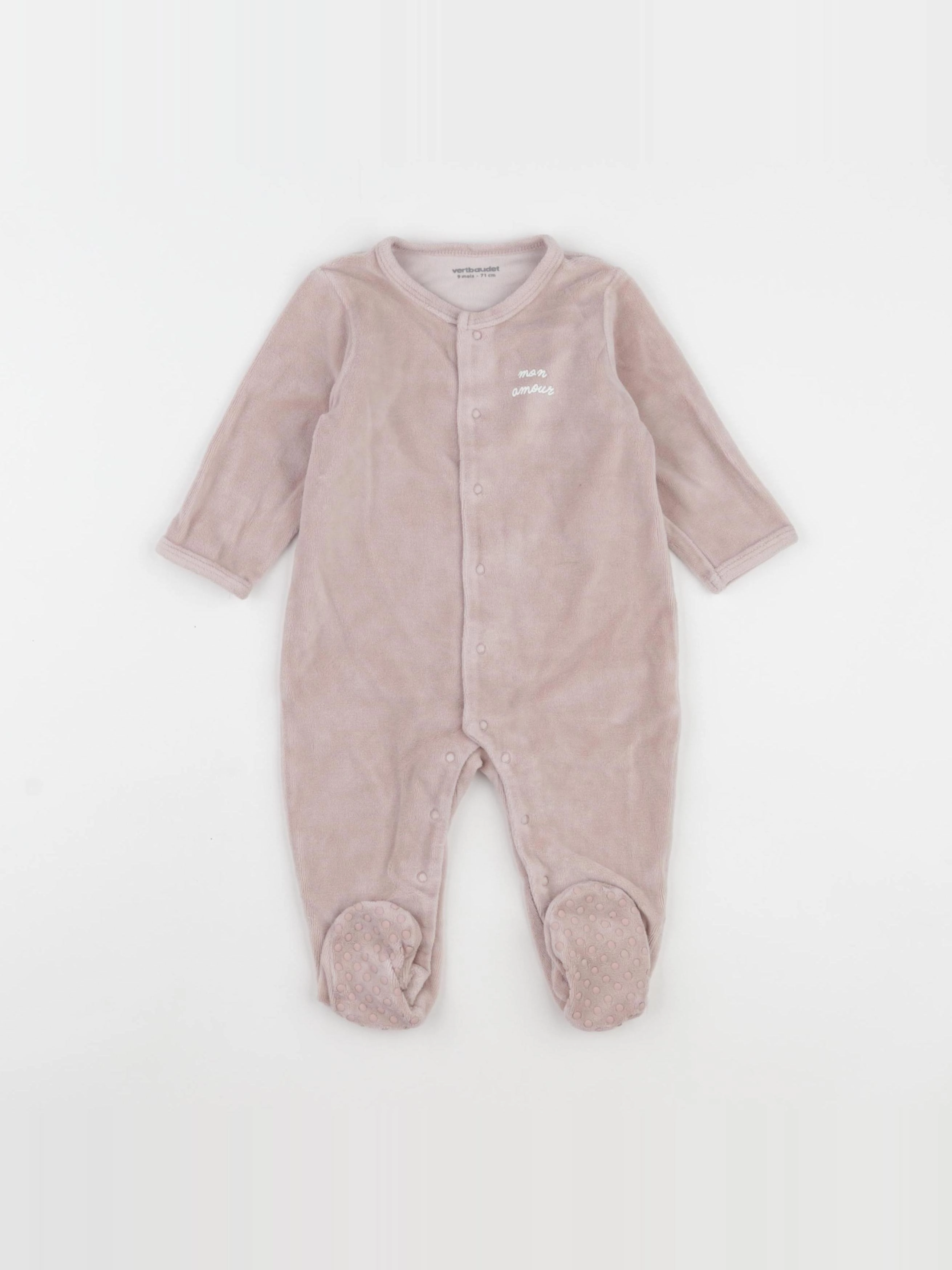 Vertbaudet - pyjama velours rose - 9 mois
