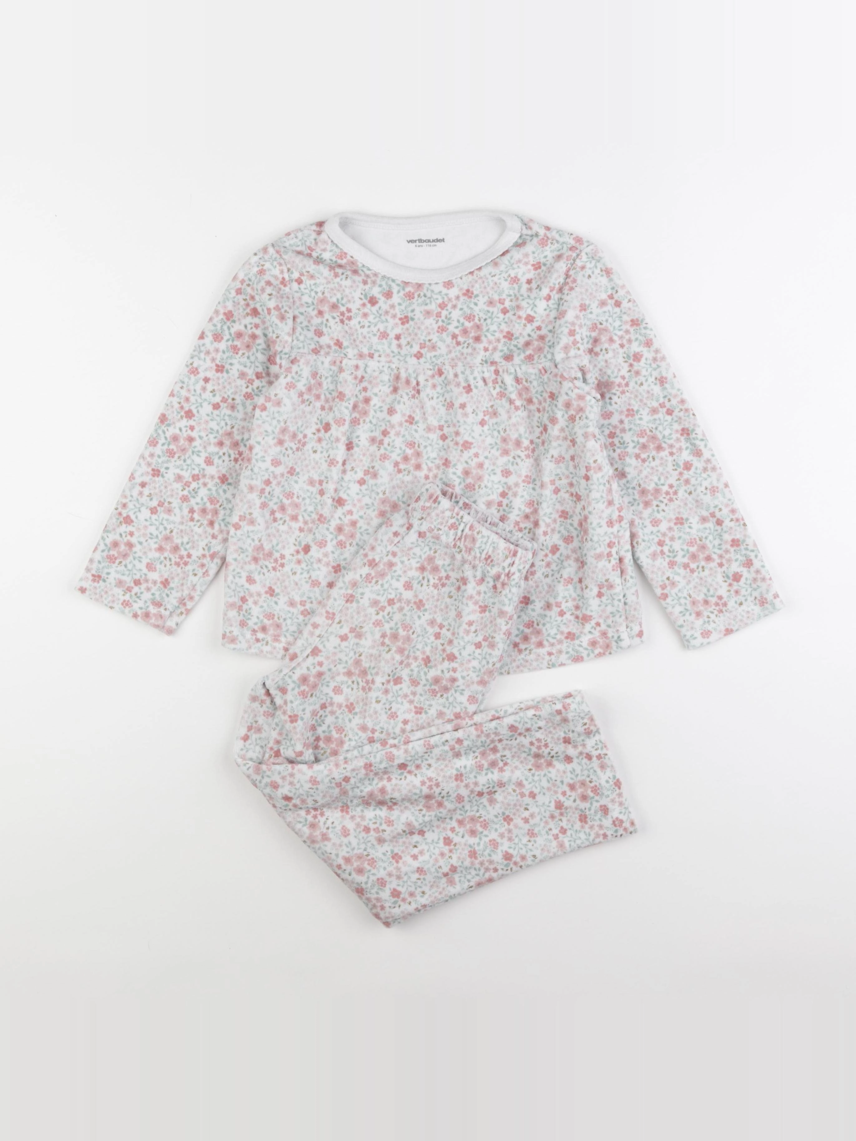 Vertbaudet - pyjama velours rose - 6 ans