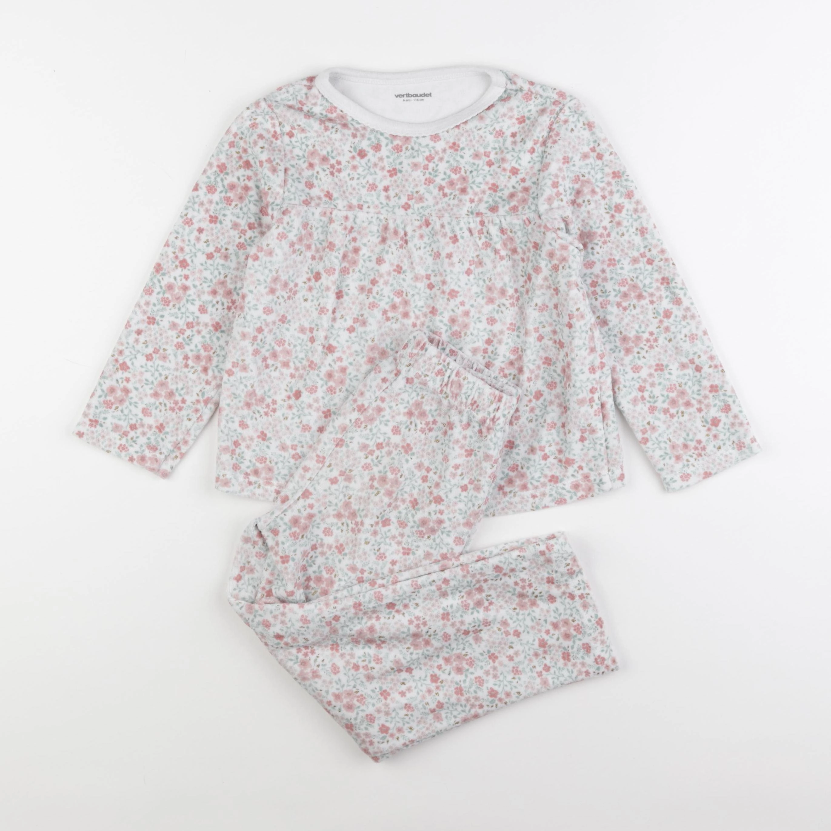 Vertbaudet - pyjama velours rose - 6 ans