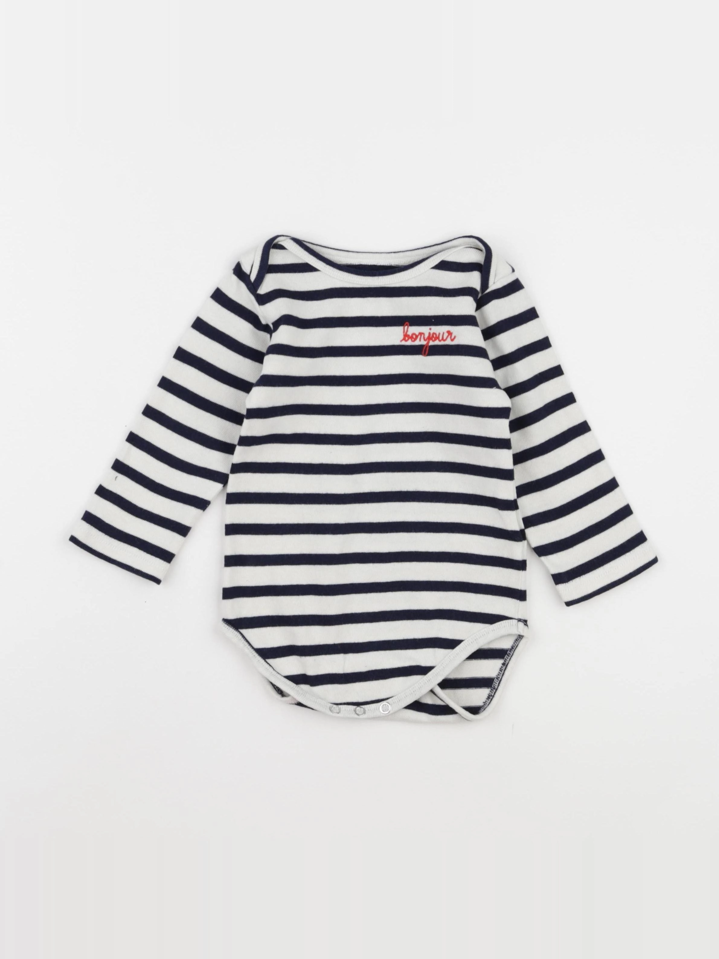 Maison Labiche - body blanc, bleu - 12/18 mois