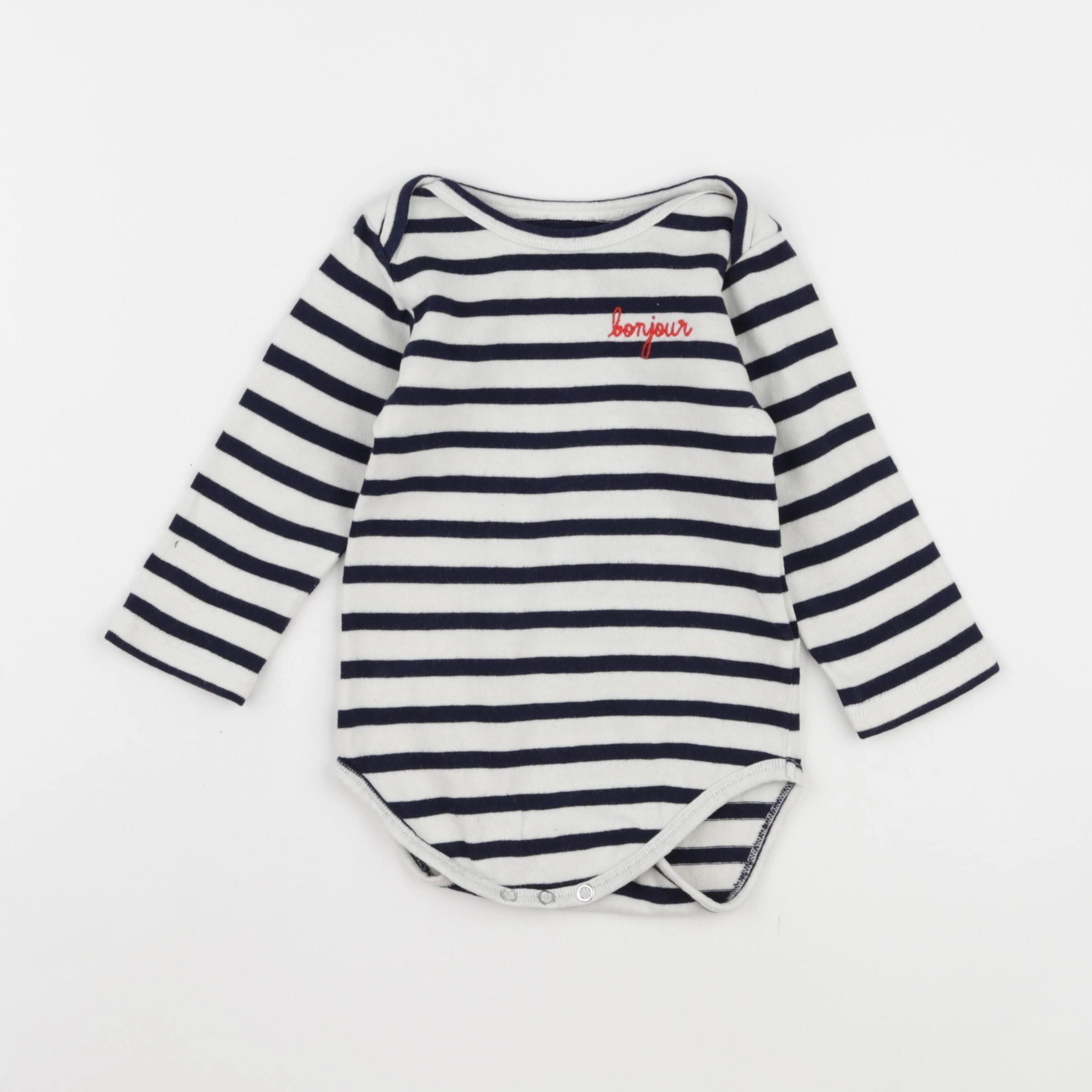Maison Labiche - body blanc, bleu - 12/18 mois
