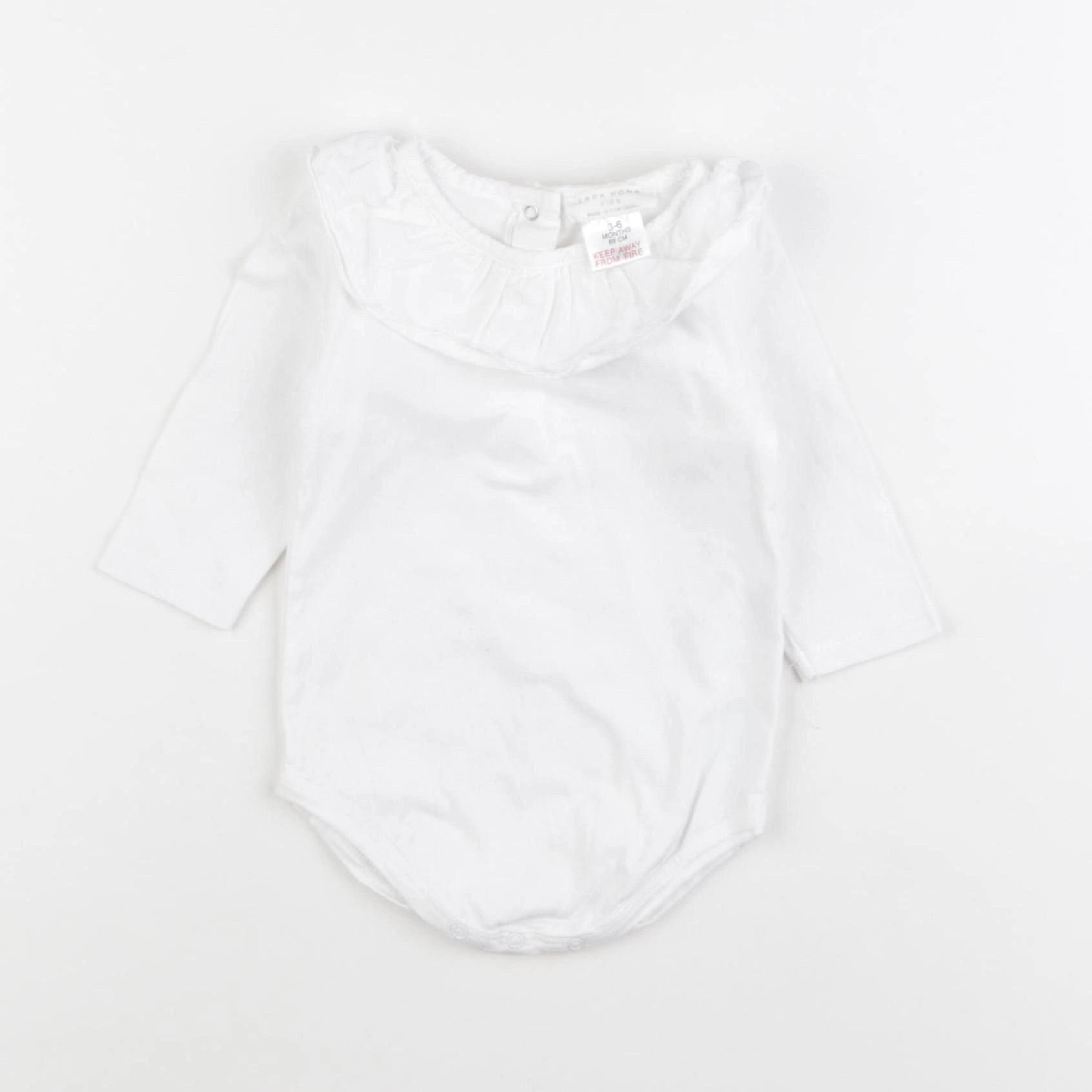 Zara - body à col blanc - 3/6 mois