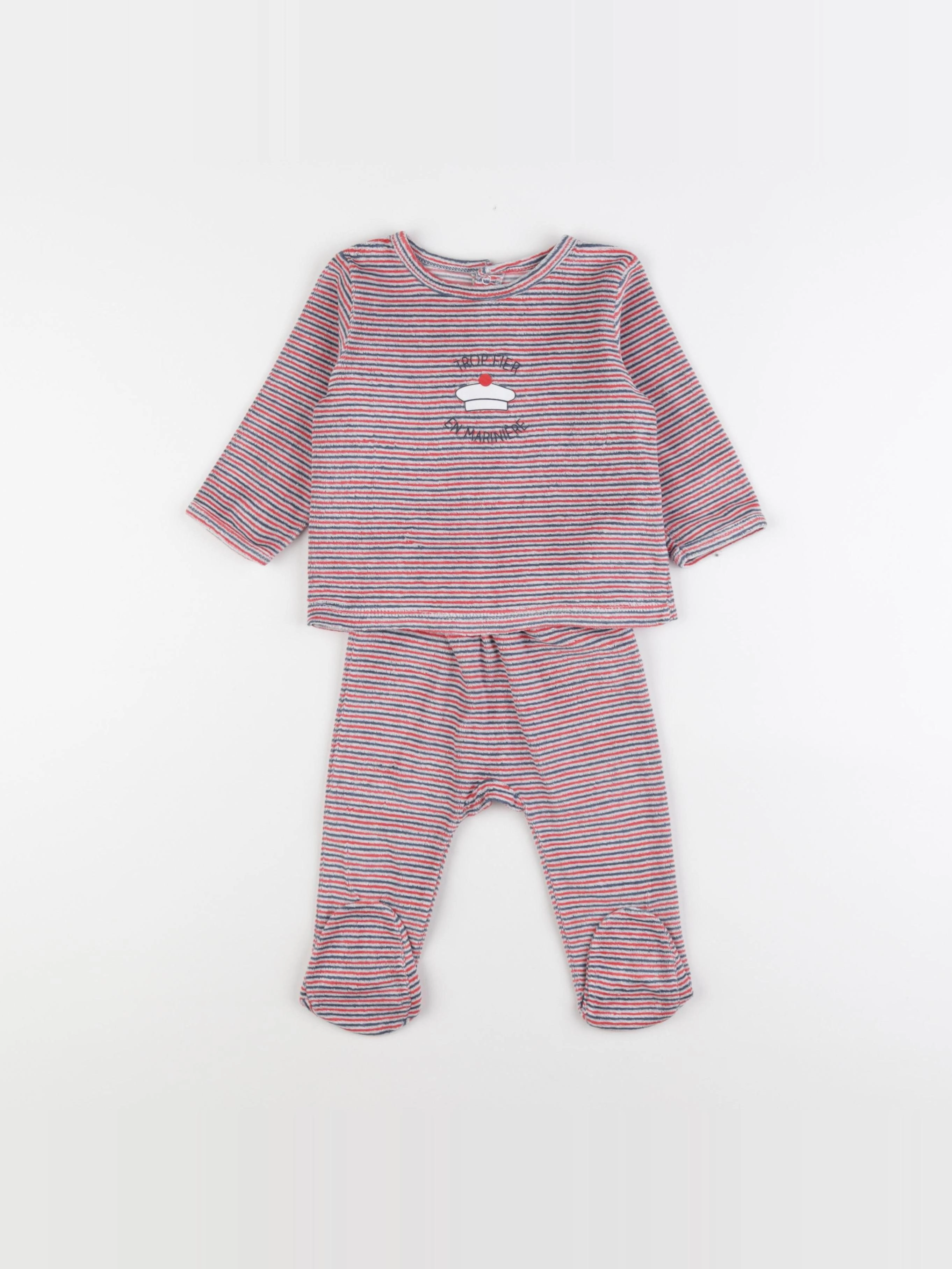 Vertbaudet - pyjama velours multicolore - 9 mois