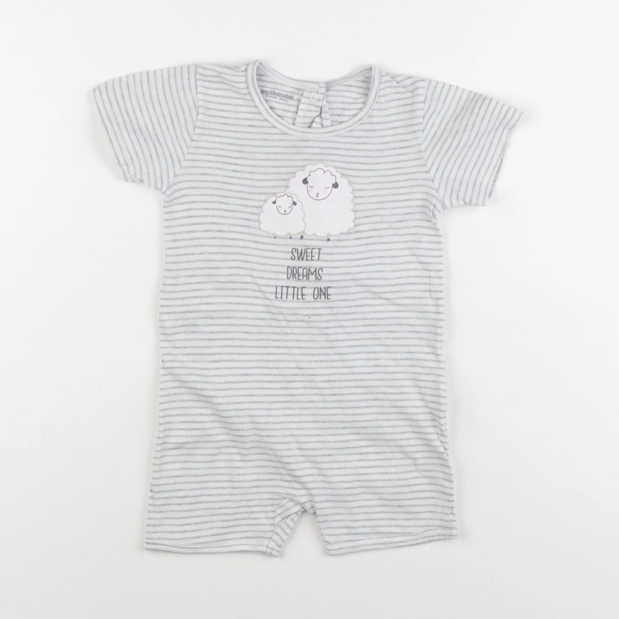 Vertbaudet - pyjama coton blanc, gris - 24 mois