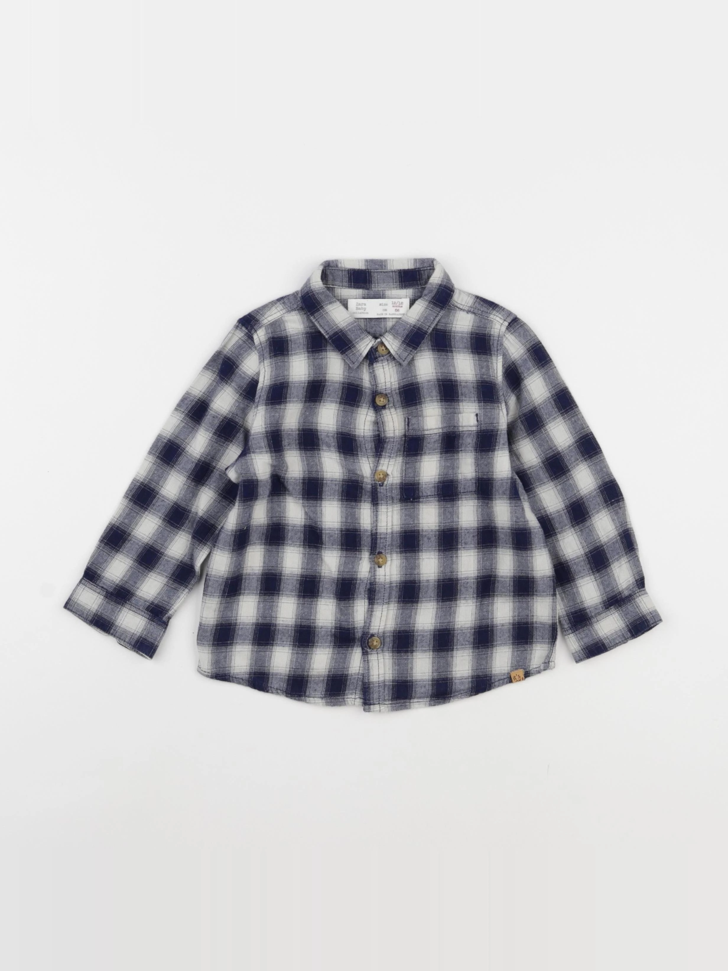 Zara - chemise bleu, blanc - 12/18 mois