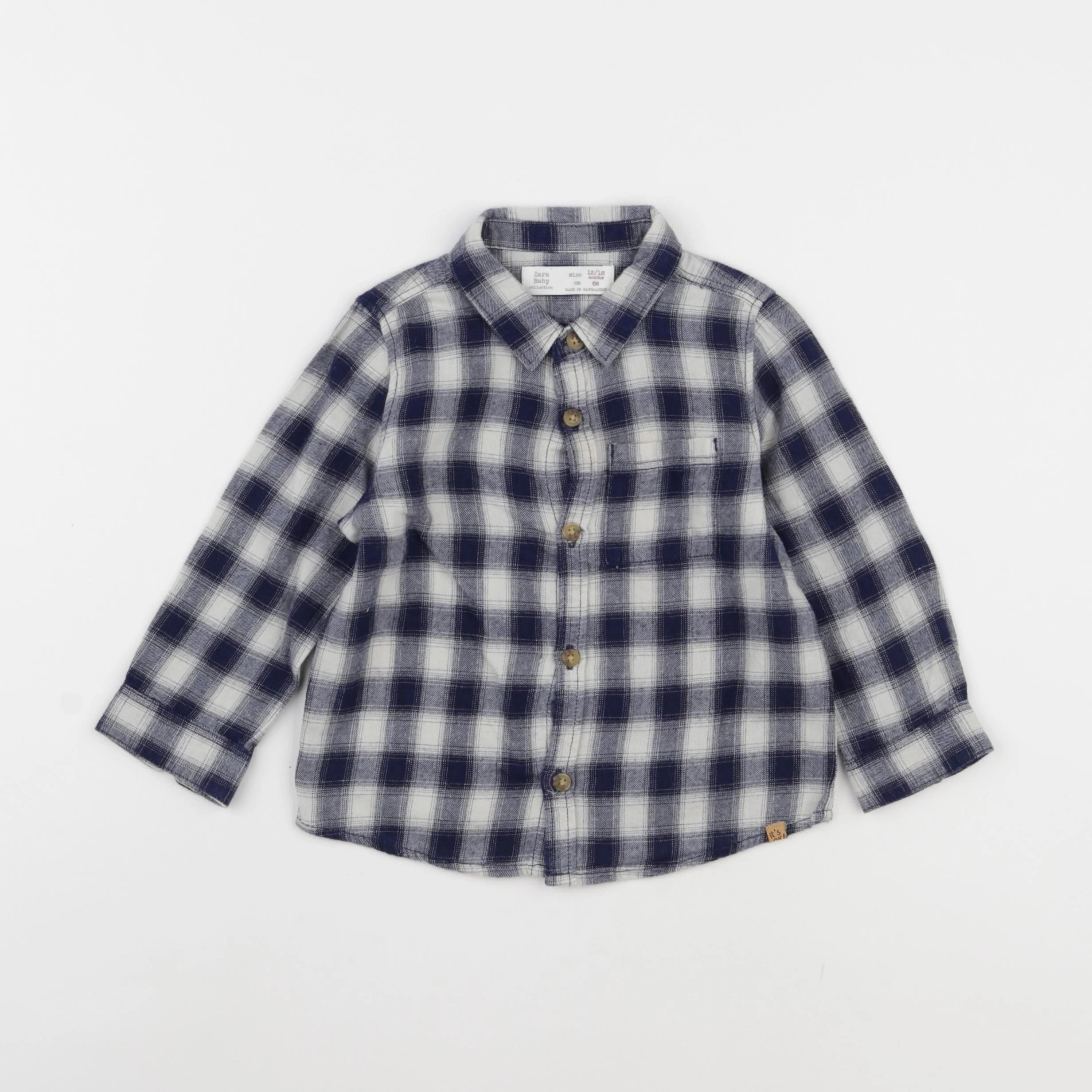 Zara - chemise bleu, blanc - 12/18 mois