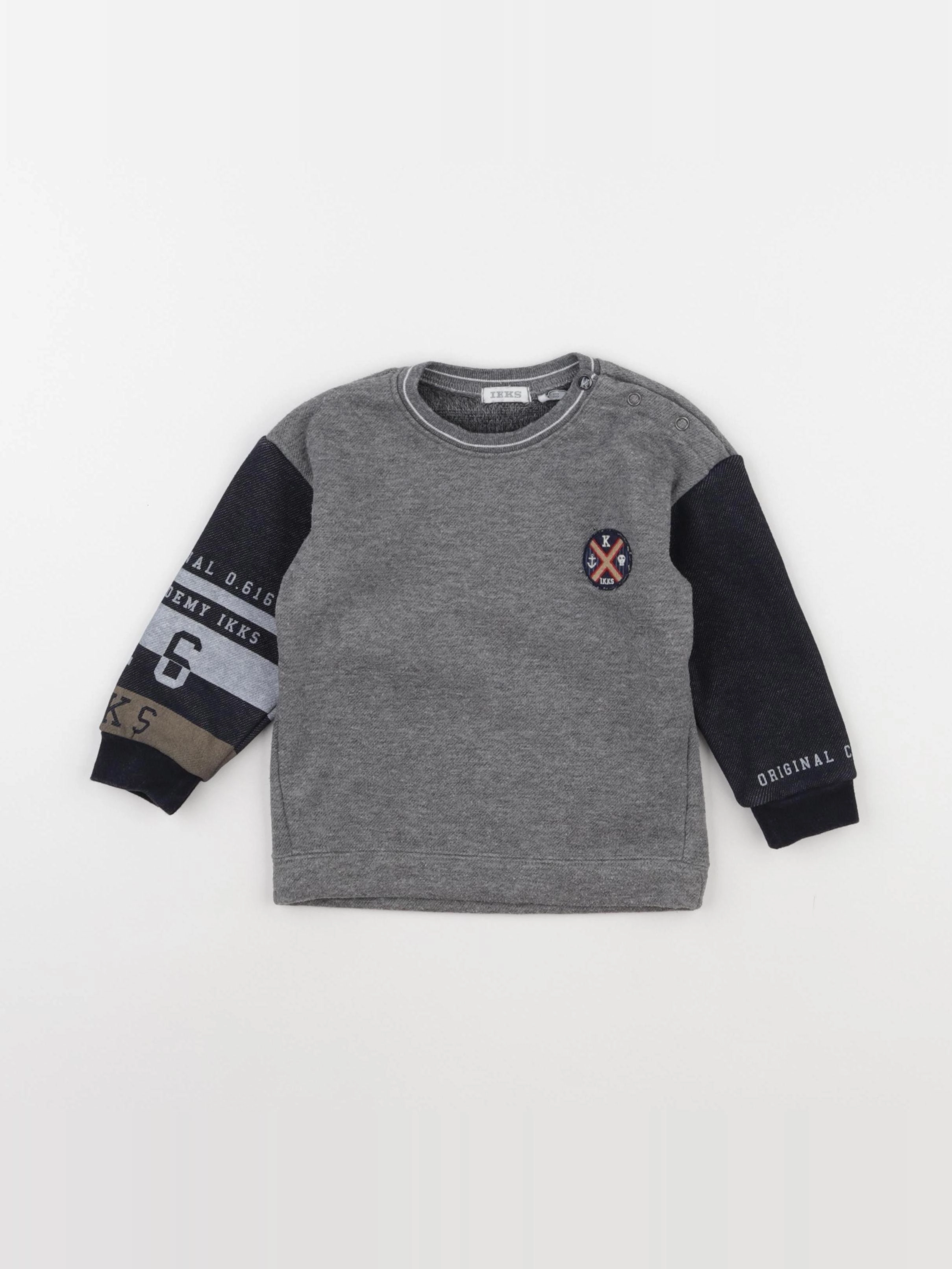 IKKS - sweat bleu, gris - 18 mois