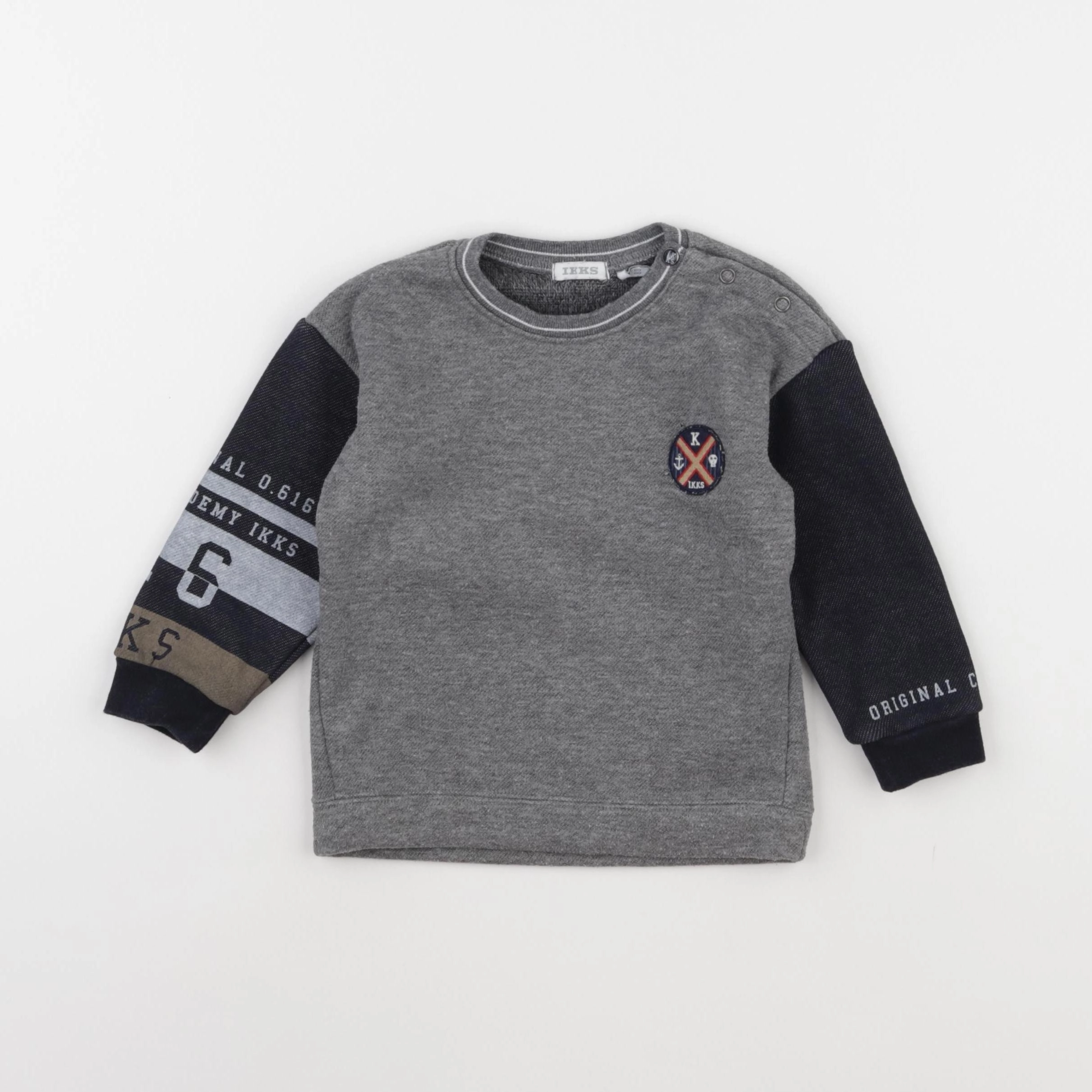 IKKS - sweat bleu, gris - 18 mois