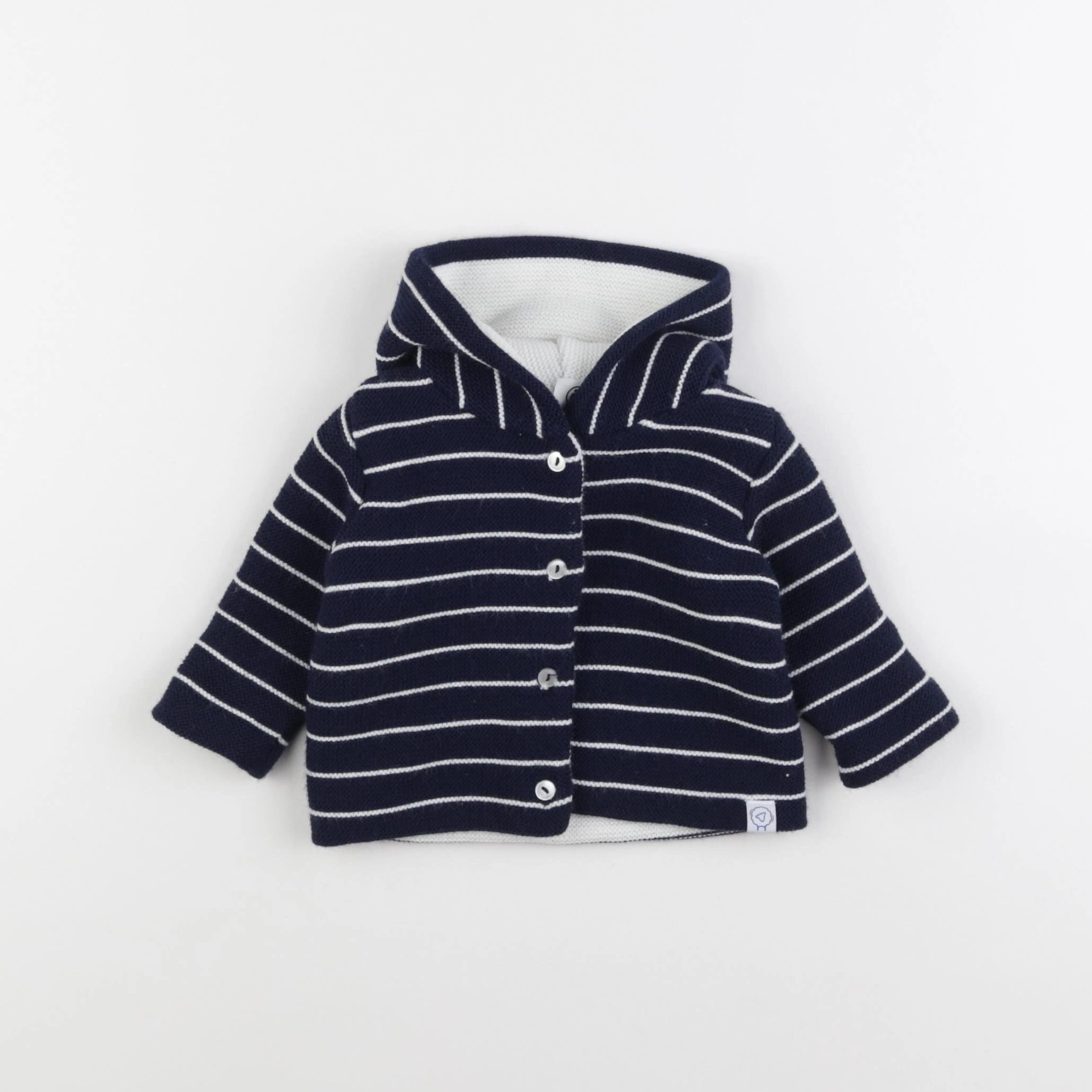 La manufacture de layette - veste bleu, blanc - 3/6 mois