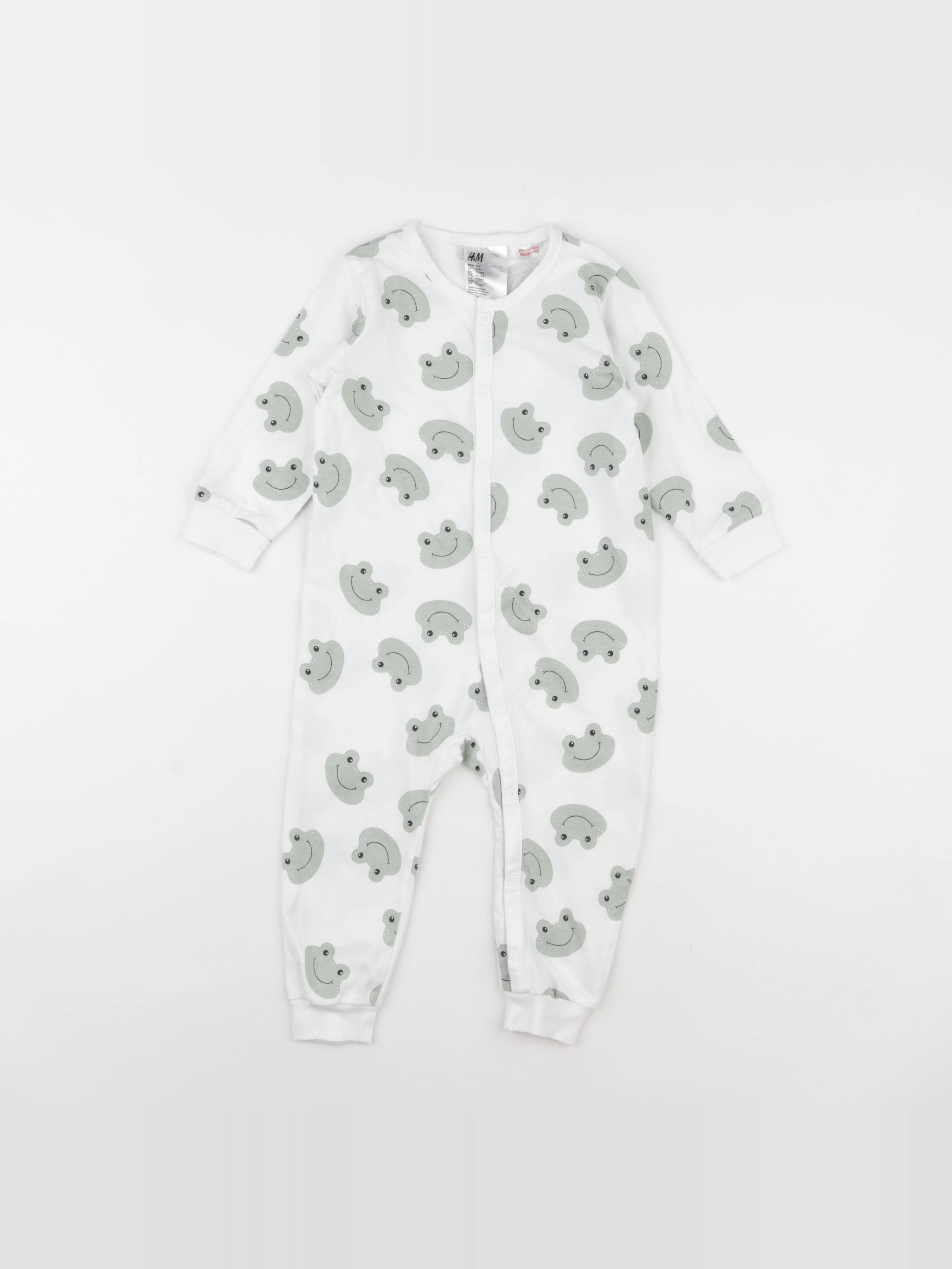 H&M - pyjama coton blanc, vert - 9/12 mois