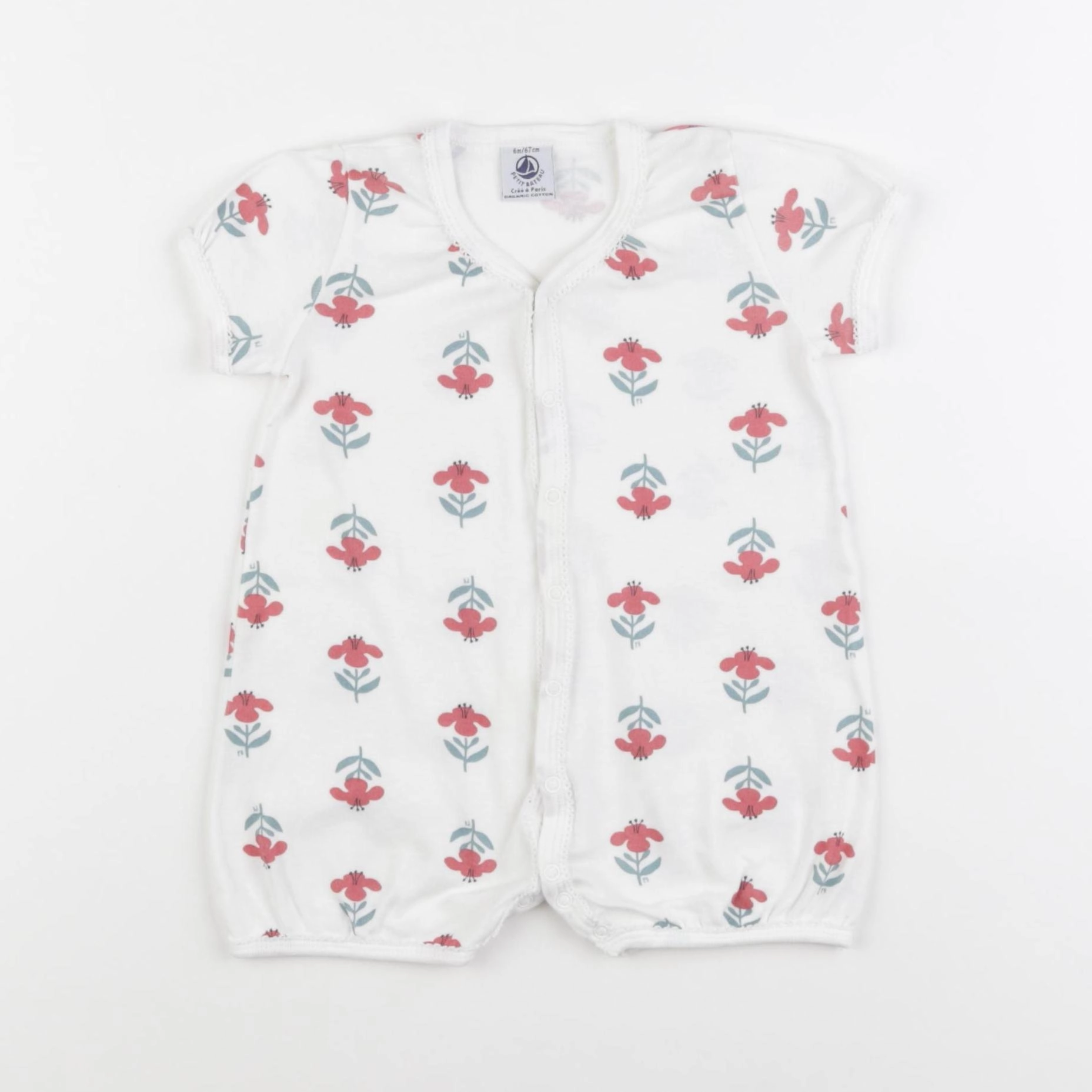 Petit Bateau - pyjama coton blanc - 6 mois