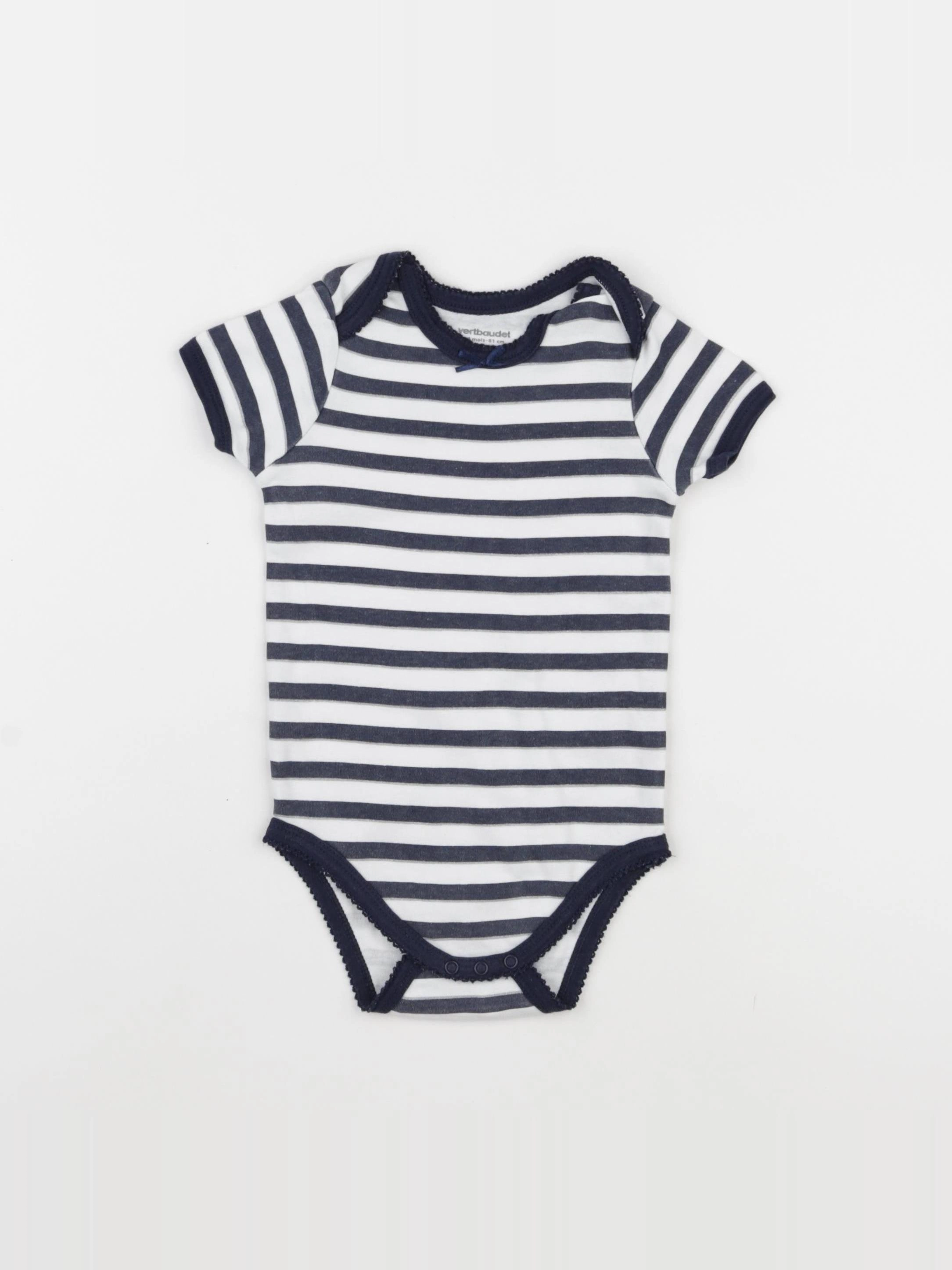 Vertbaudet - body blanc, bleu - 18 mois