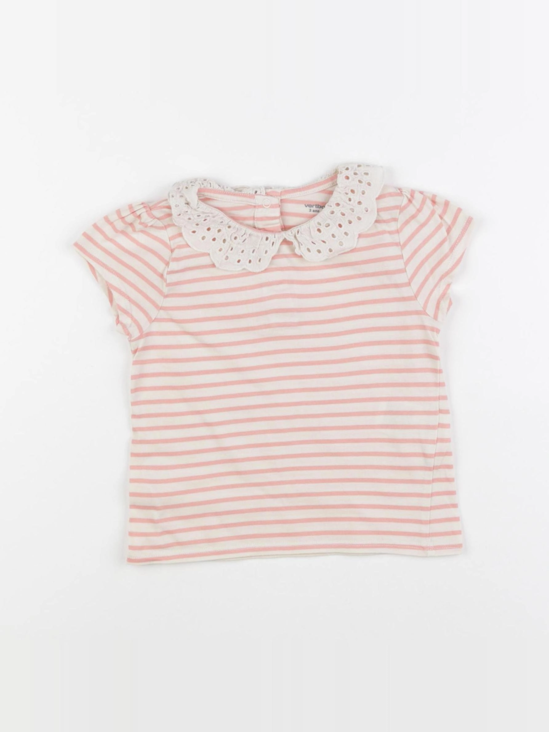 Vertbaudet - tee-shirt beige, rose - 3 ans