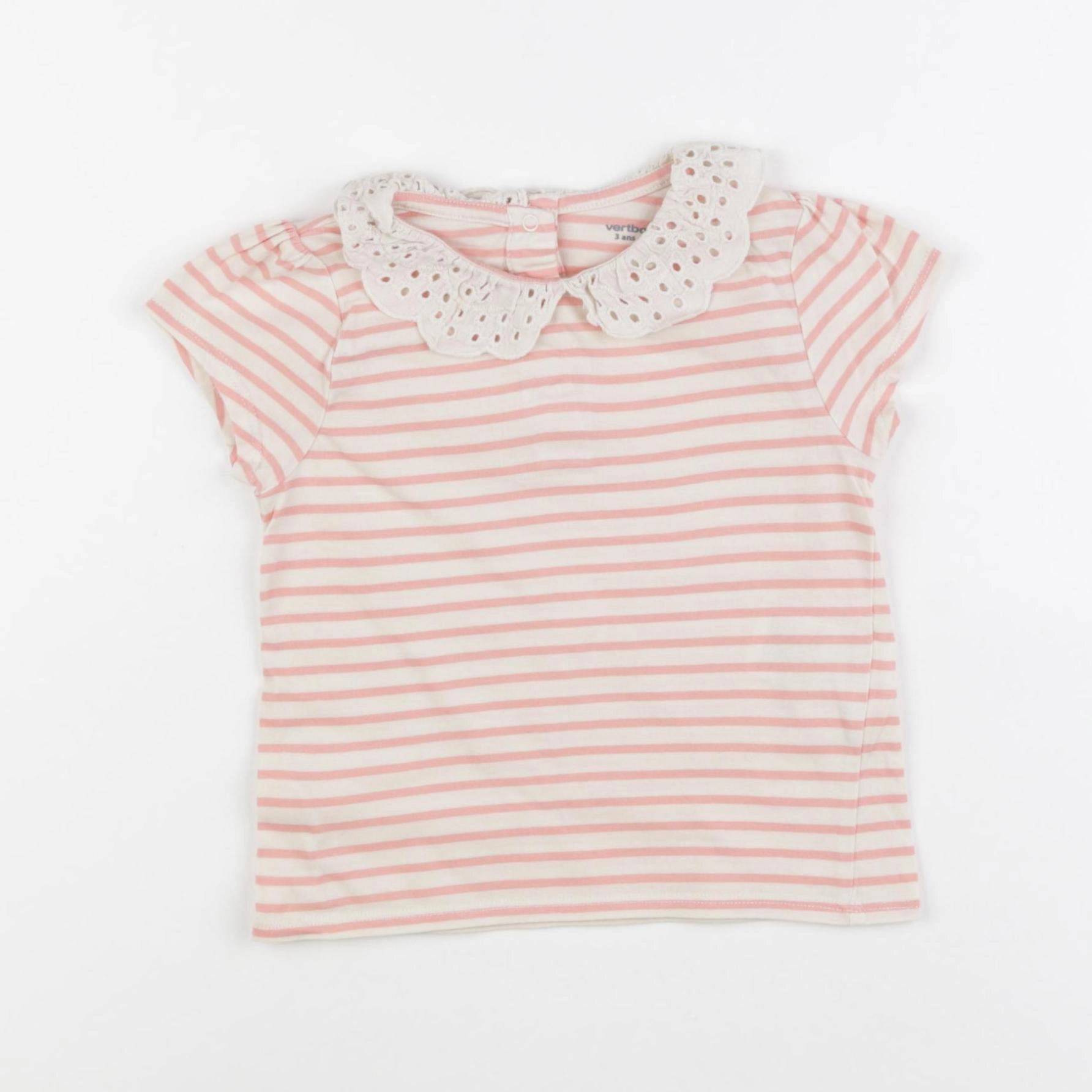Vertbaudet - tee-shirt beige, rose - 3 ans