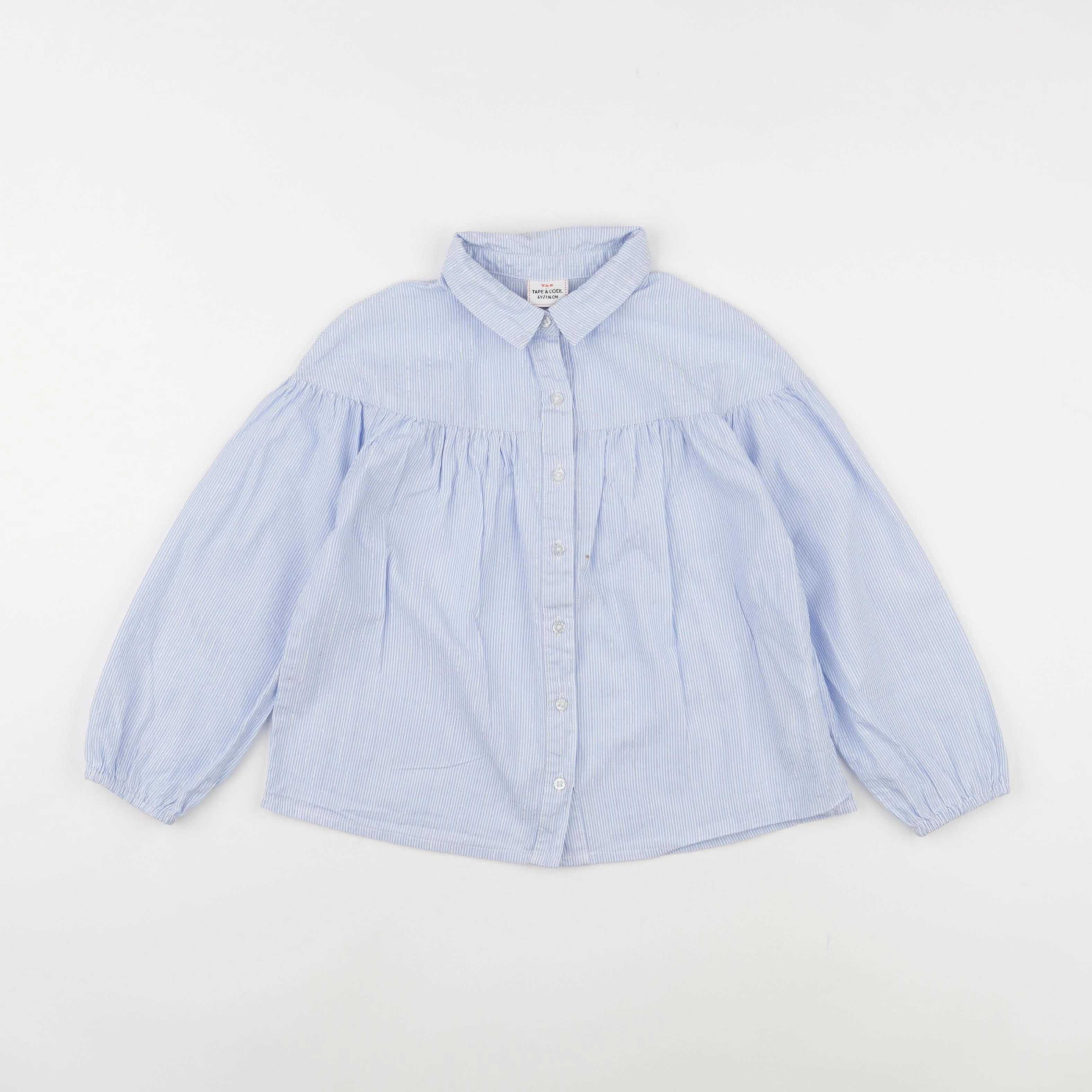 Tape à l'oeil - chemise blanc, bleu, argent - 6 ans