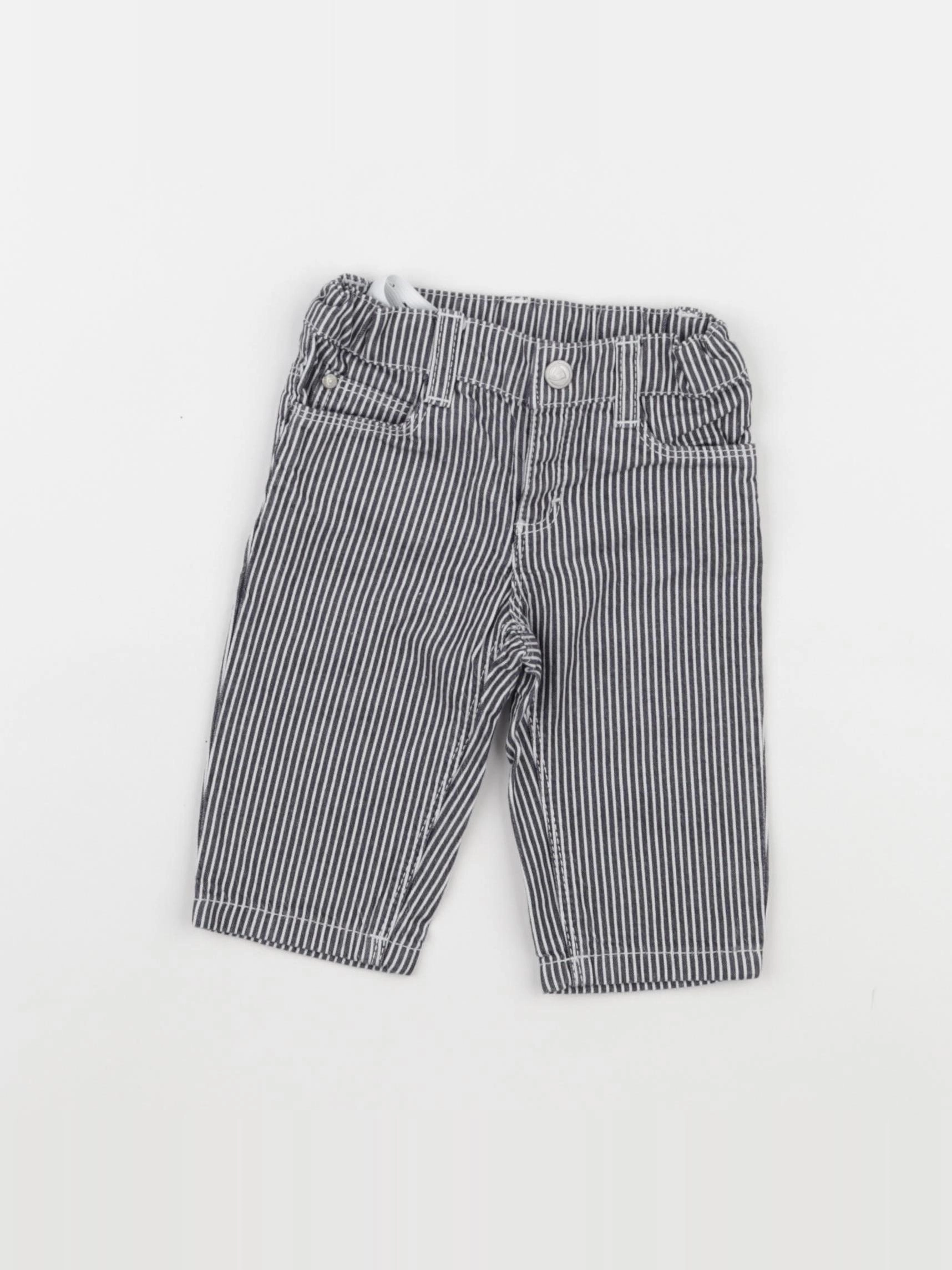 Petit Bateau - pantalon blanc, bleu - 3 mois