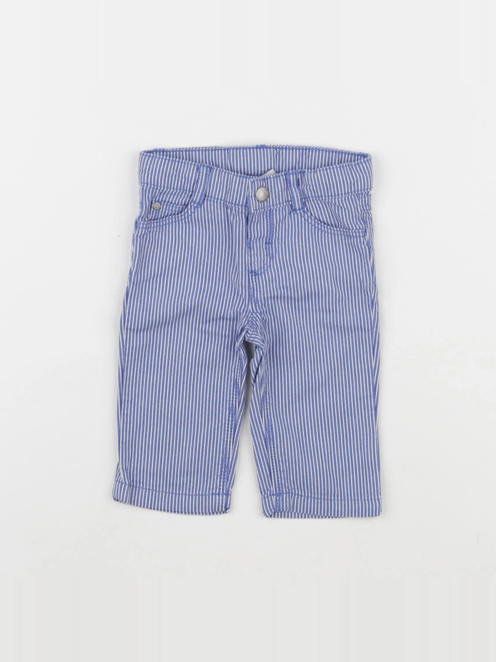 Petit Bateau - pantalon blanc, bleu - 3 mois