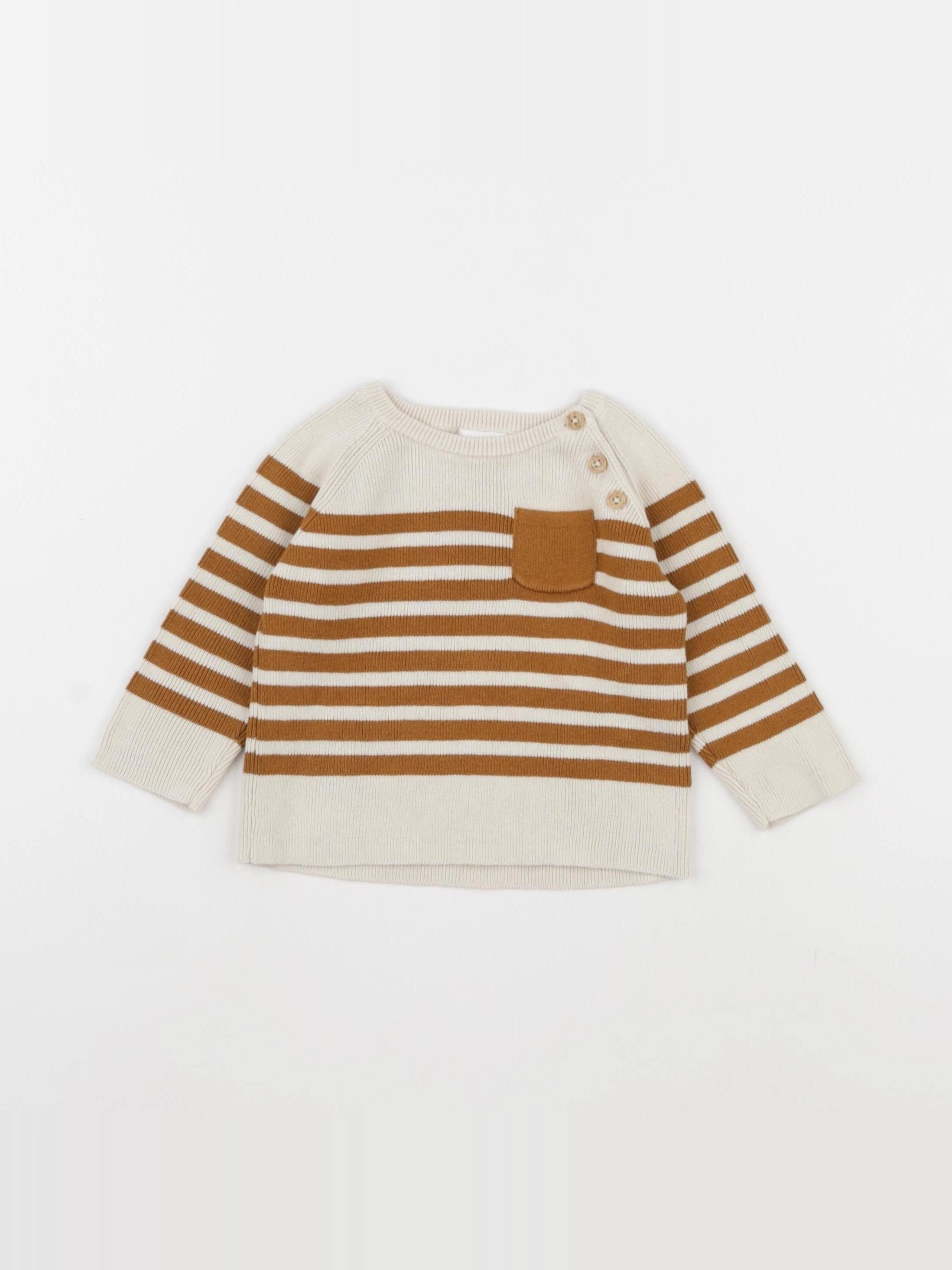 Vertbaudet - pull beige, marron - 6 mois