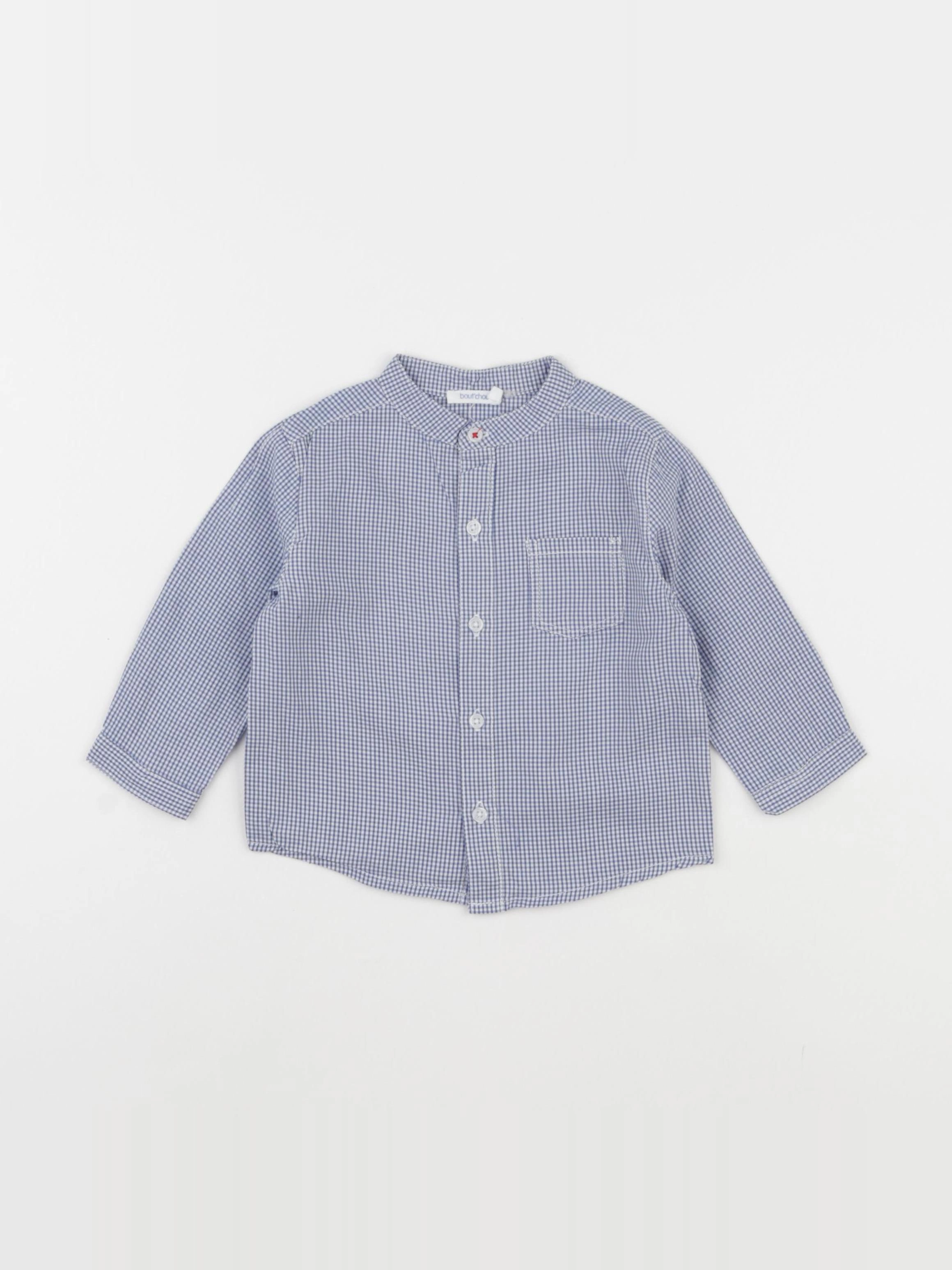 Boutchou - chemise blanc, bleu - 6 mois