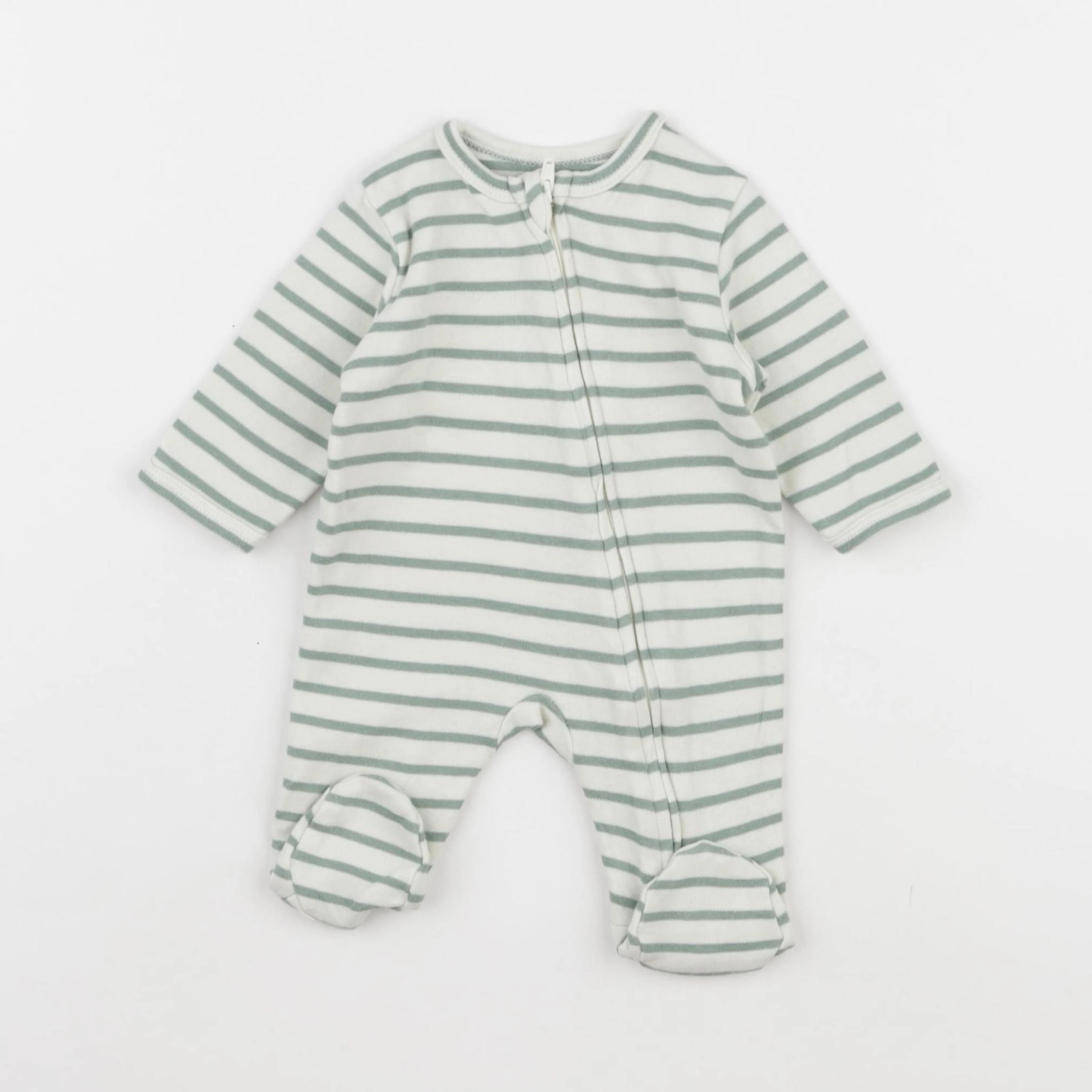 Vertbaudet - pyjama coton blanc, vert - 1 mois