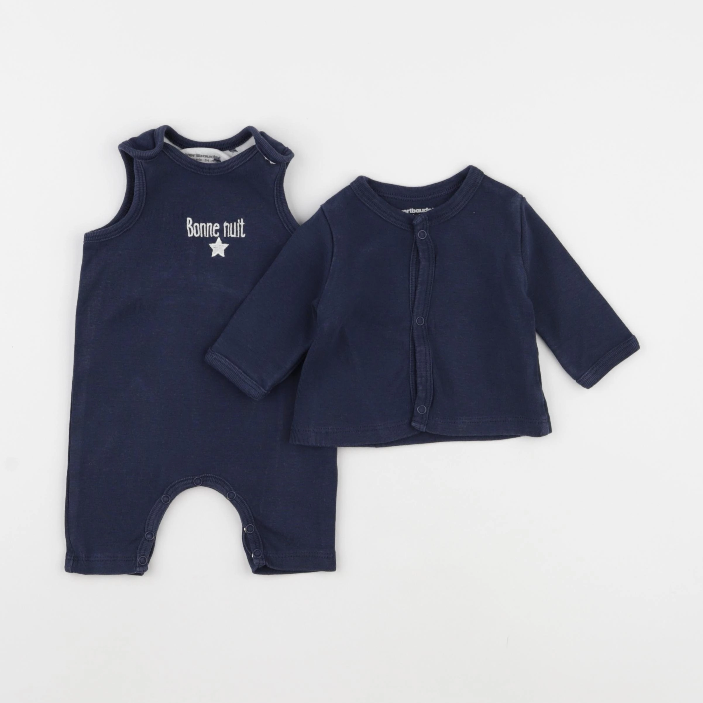 Vertbaudet - pyjama coton bleu - 1 mois