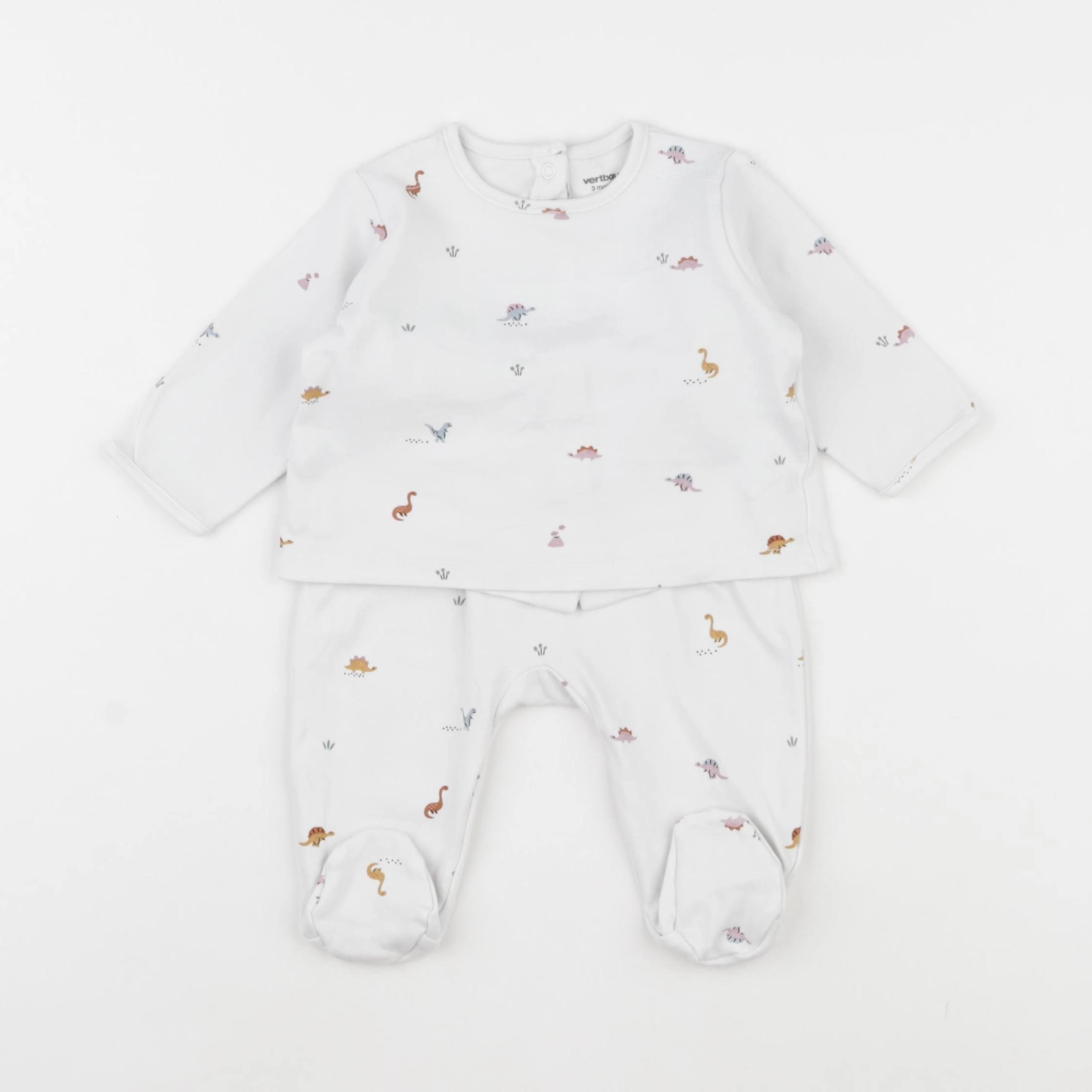 Vertbaudet - pyjama coton blanc - 3 mois