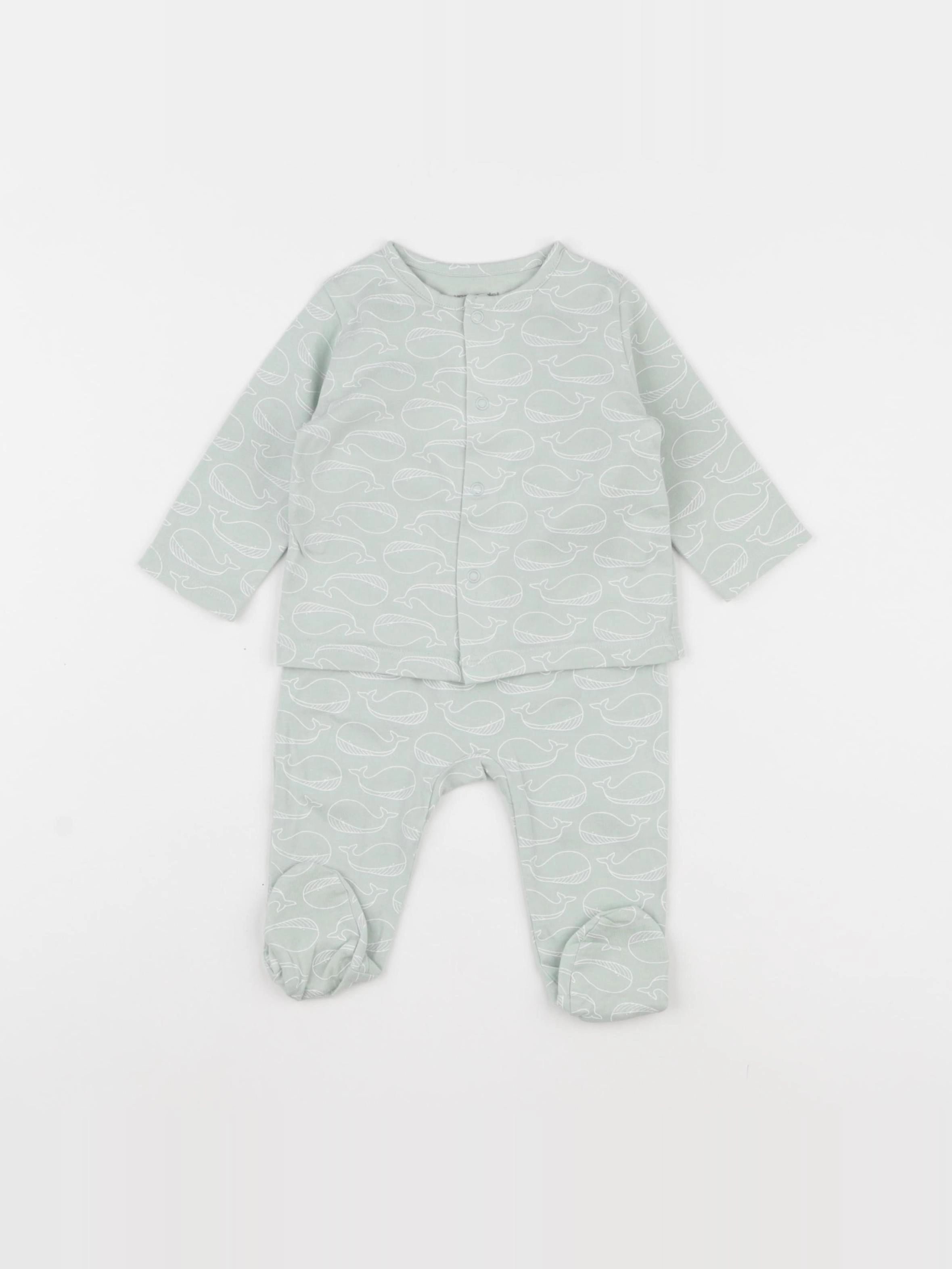 Vertbaudet - pyjama coton vert - 3 mois