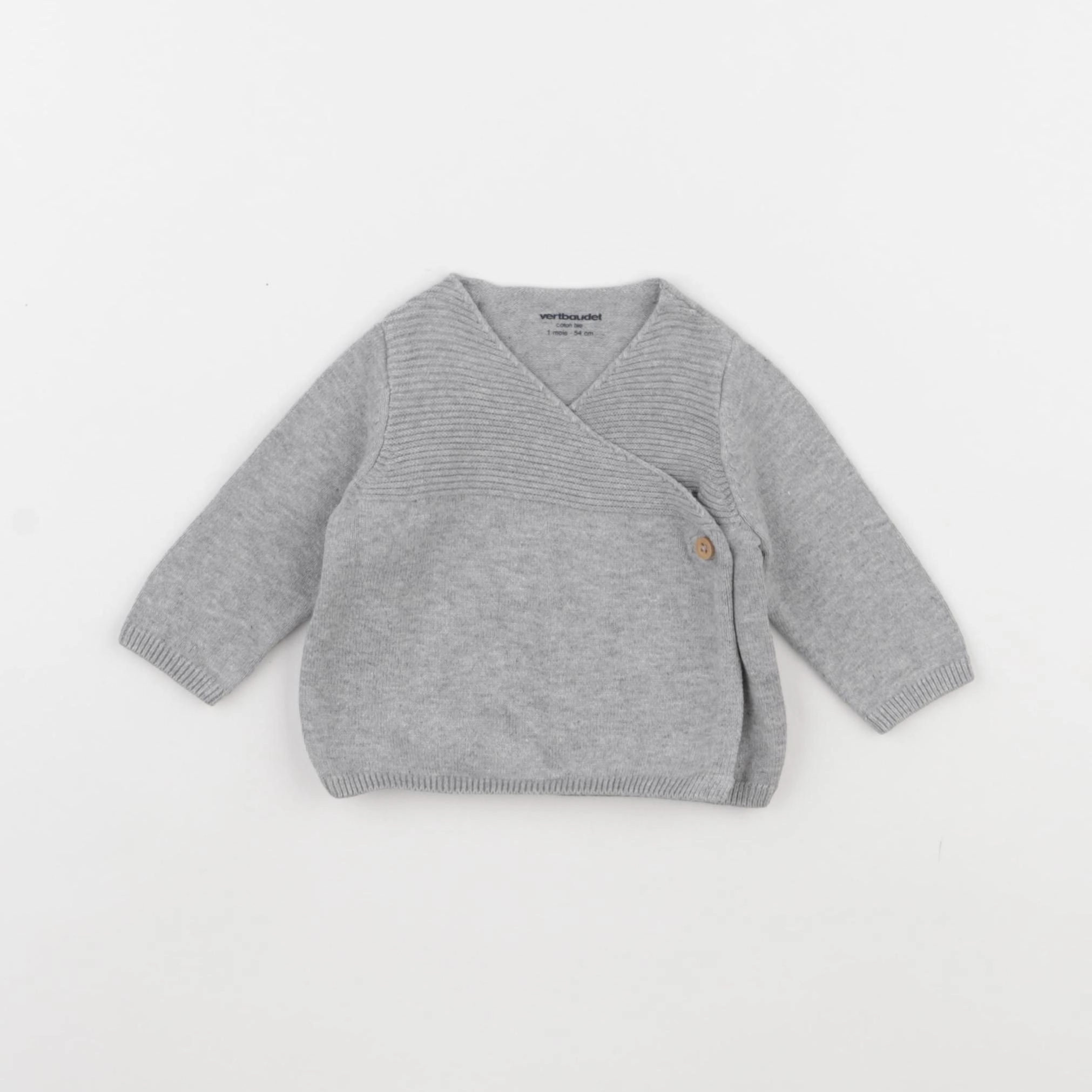 Vertbaudet - pull gris - 1 mois