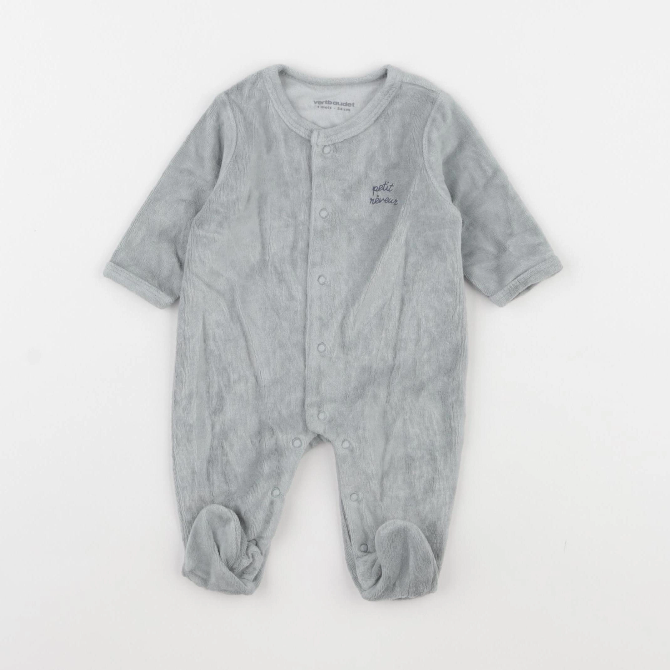 Vertbaudet - pyjama velours vert - 1 mois