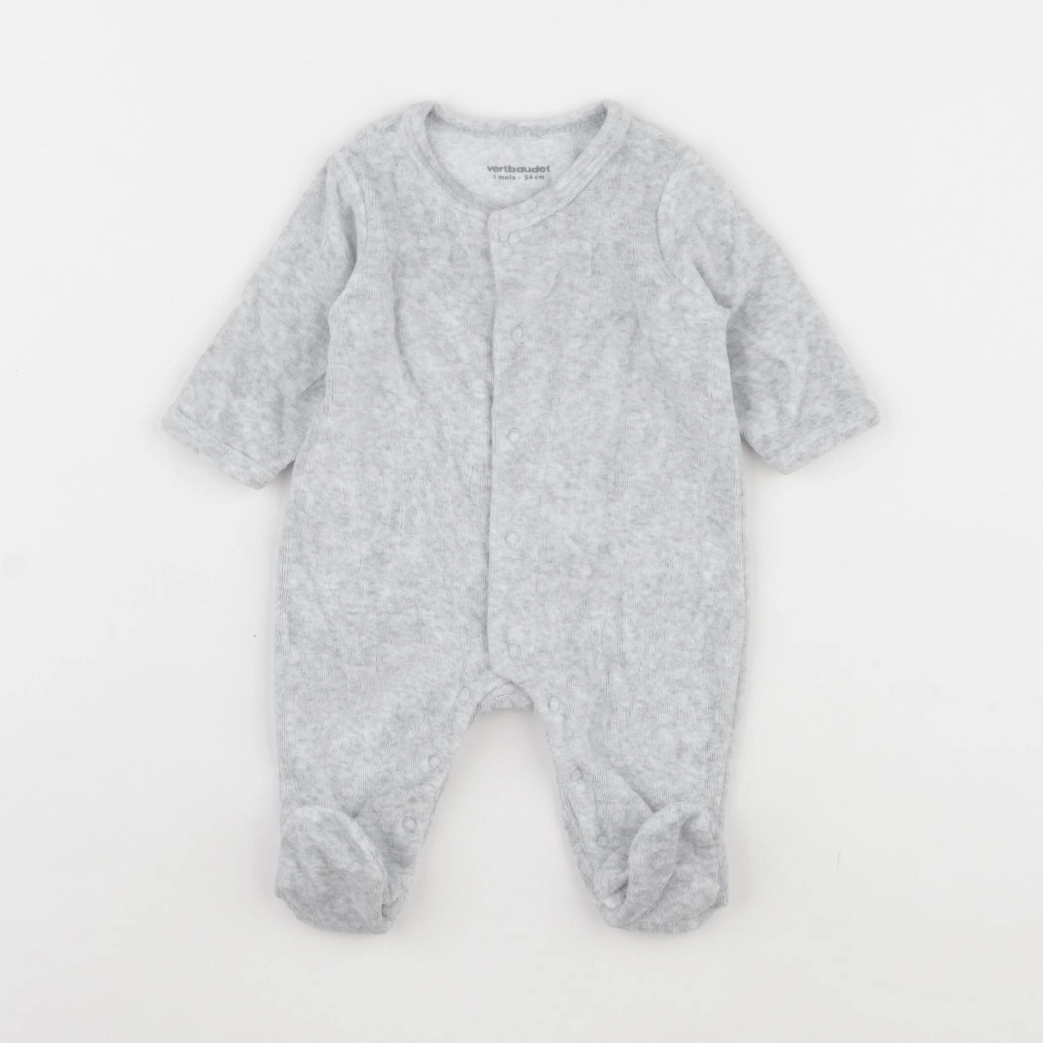 Vertbaudet - pyjama velours gris - 1 mois