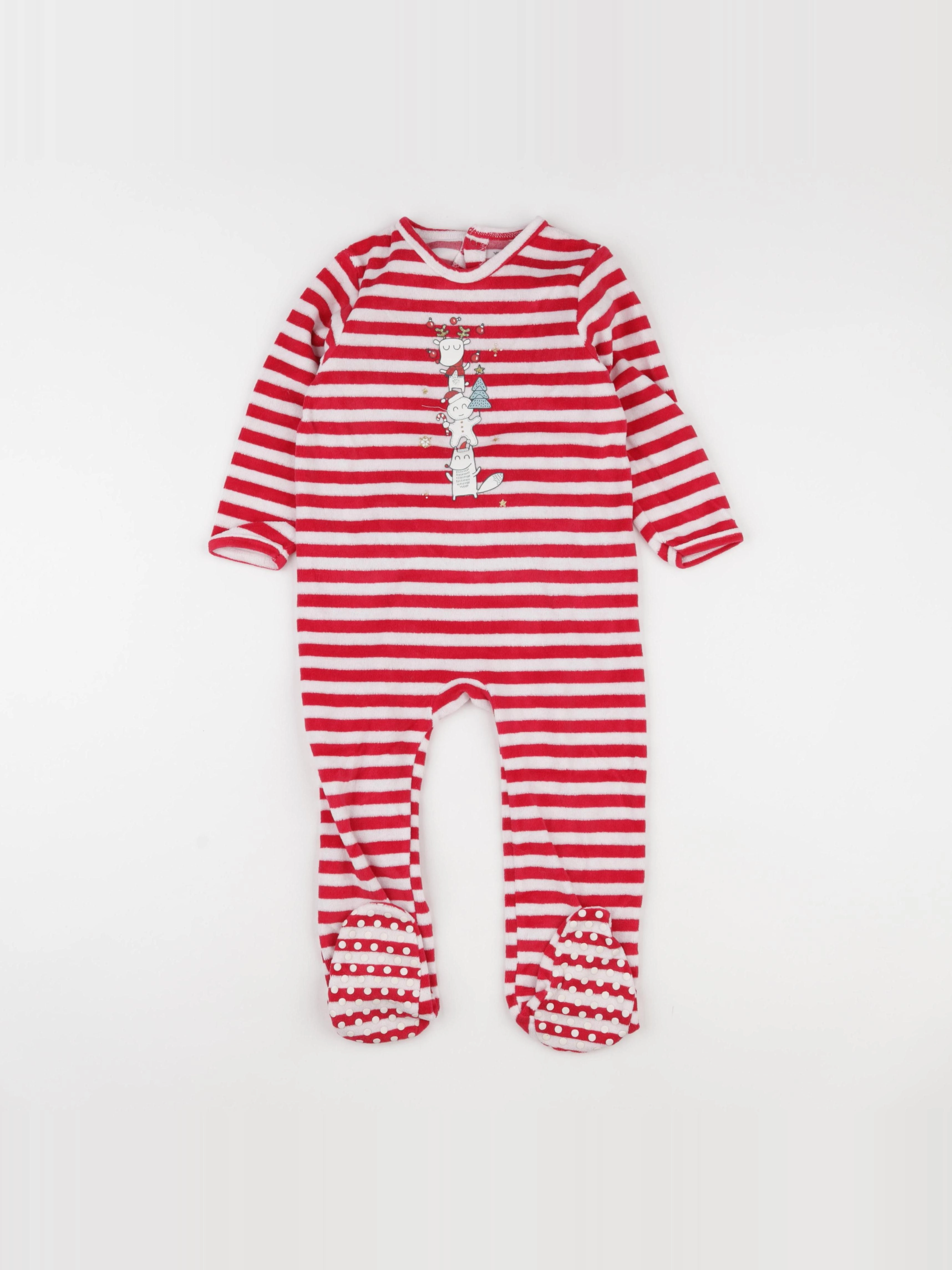 Vertbaudet - pyjama velours rouge, blanc - 2 ans